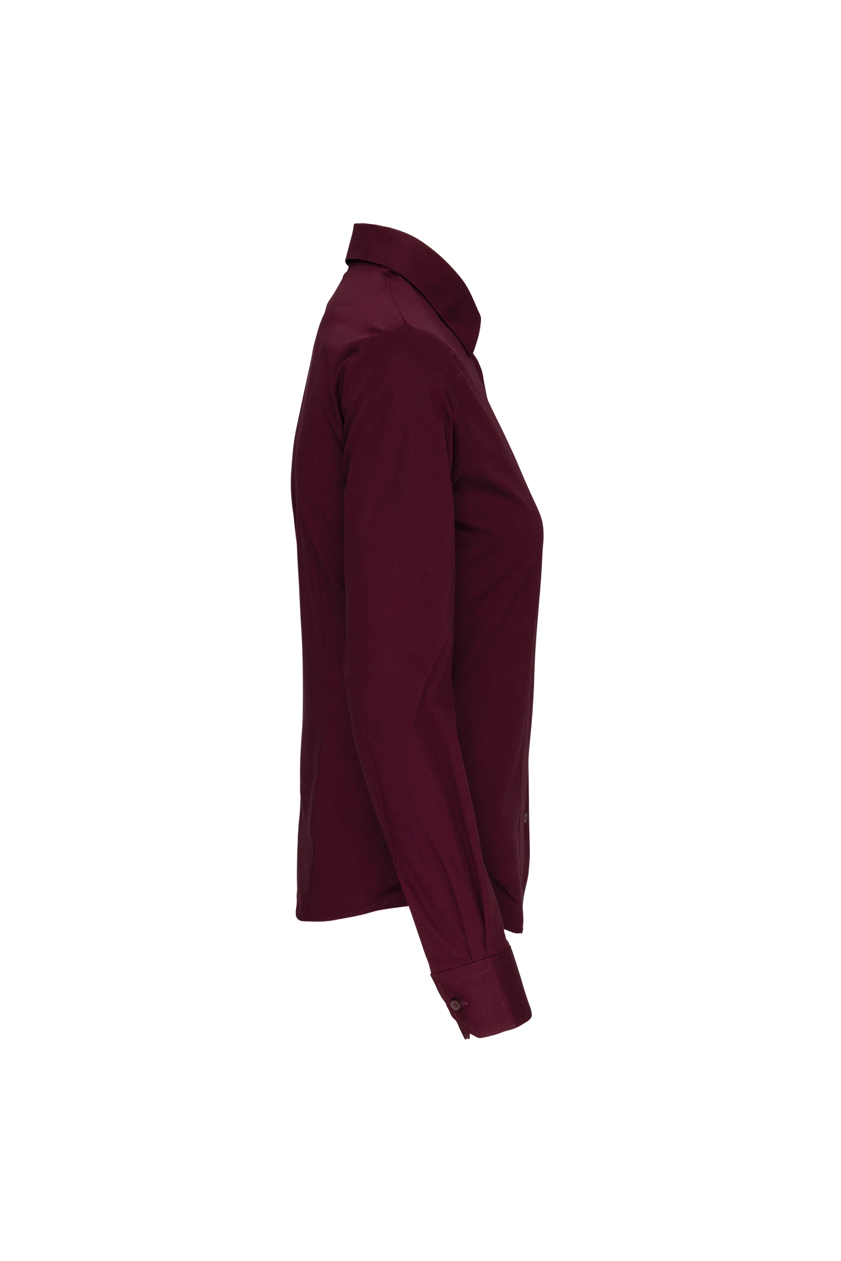 Chemise coton/élasthanne manches longues bordeaux