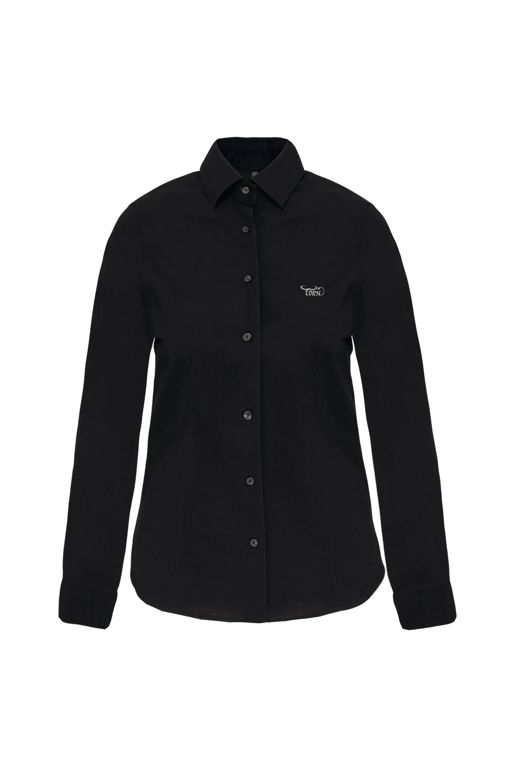 Chemise coton/élasthanne manches longues noir