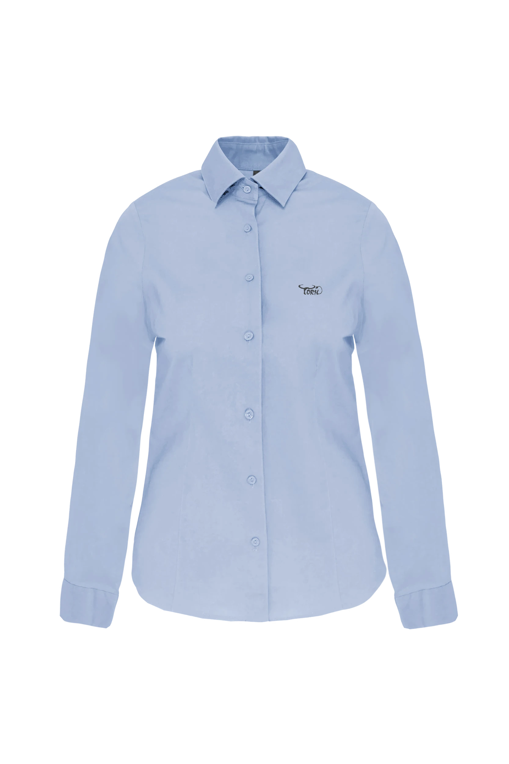 Chemise coton/élasthanne manches longues bleu clair