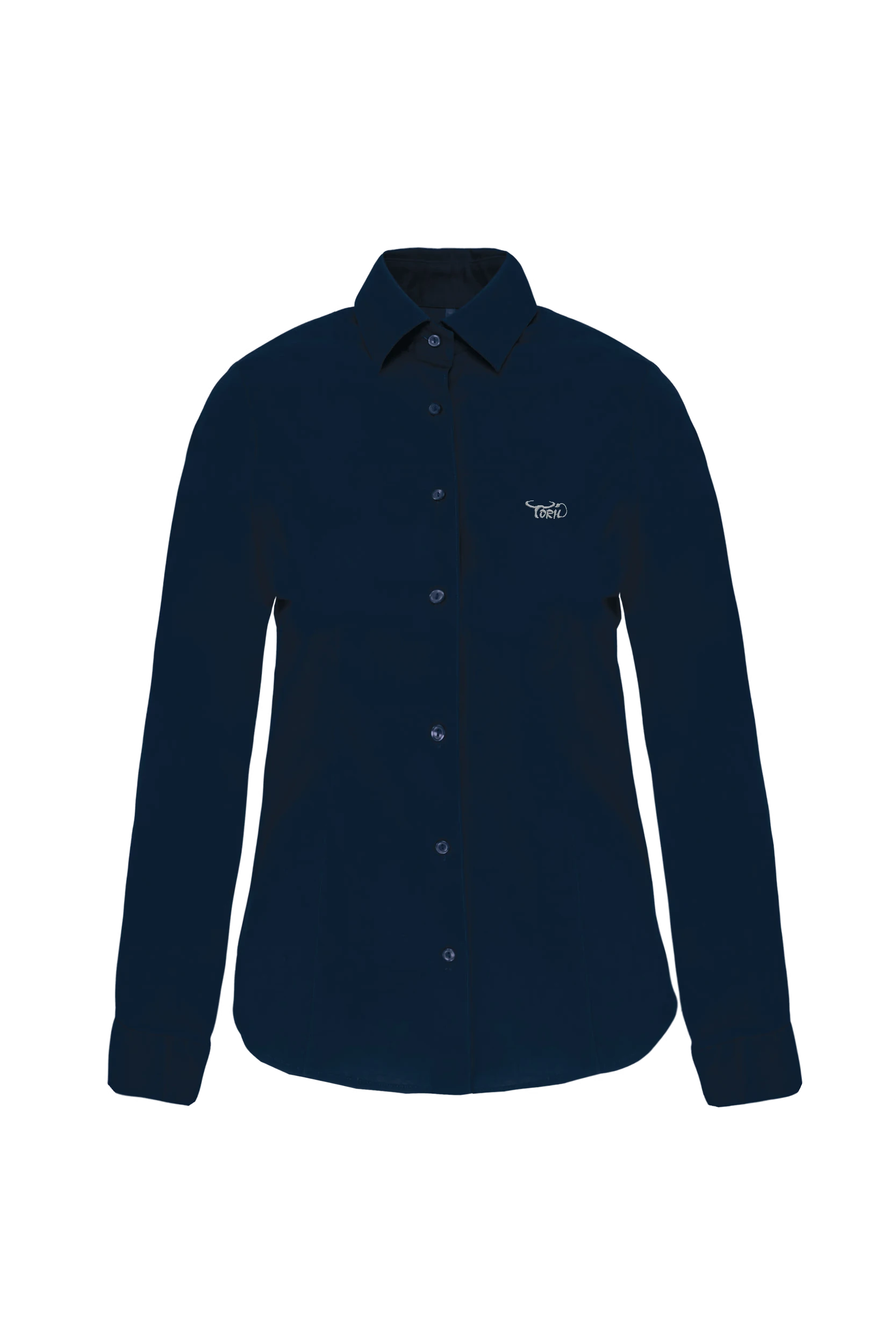 Chemise coton/élasthanne manches longues marine