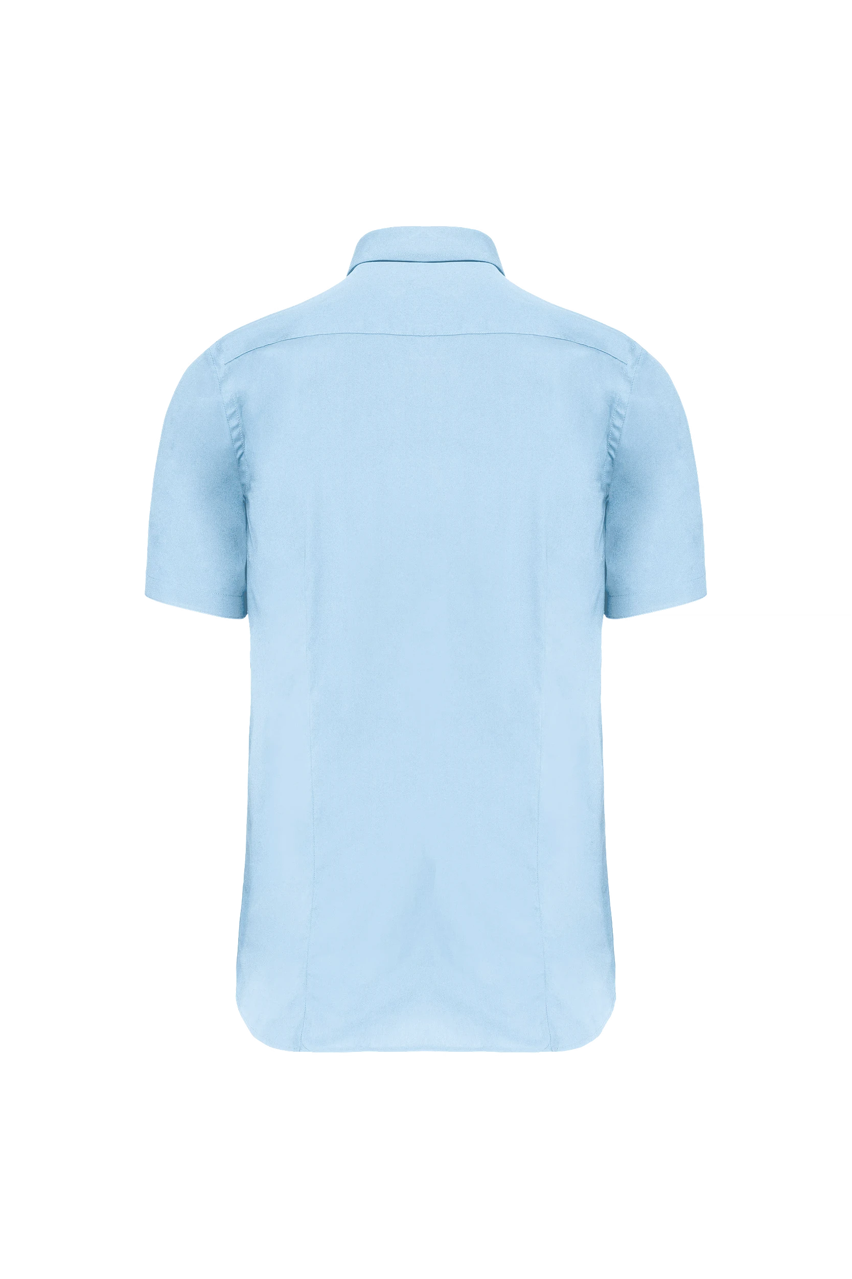 Chemise coton/élasthanne manches courtes bleu clair