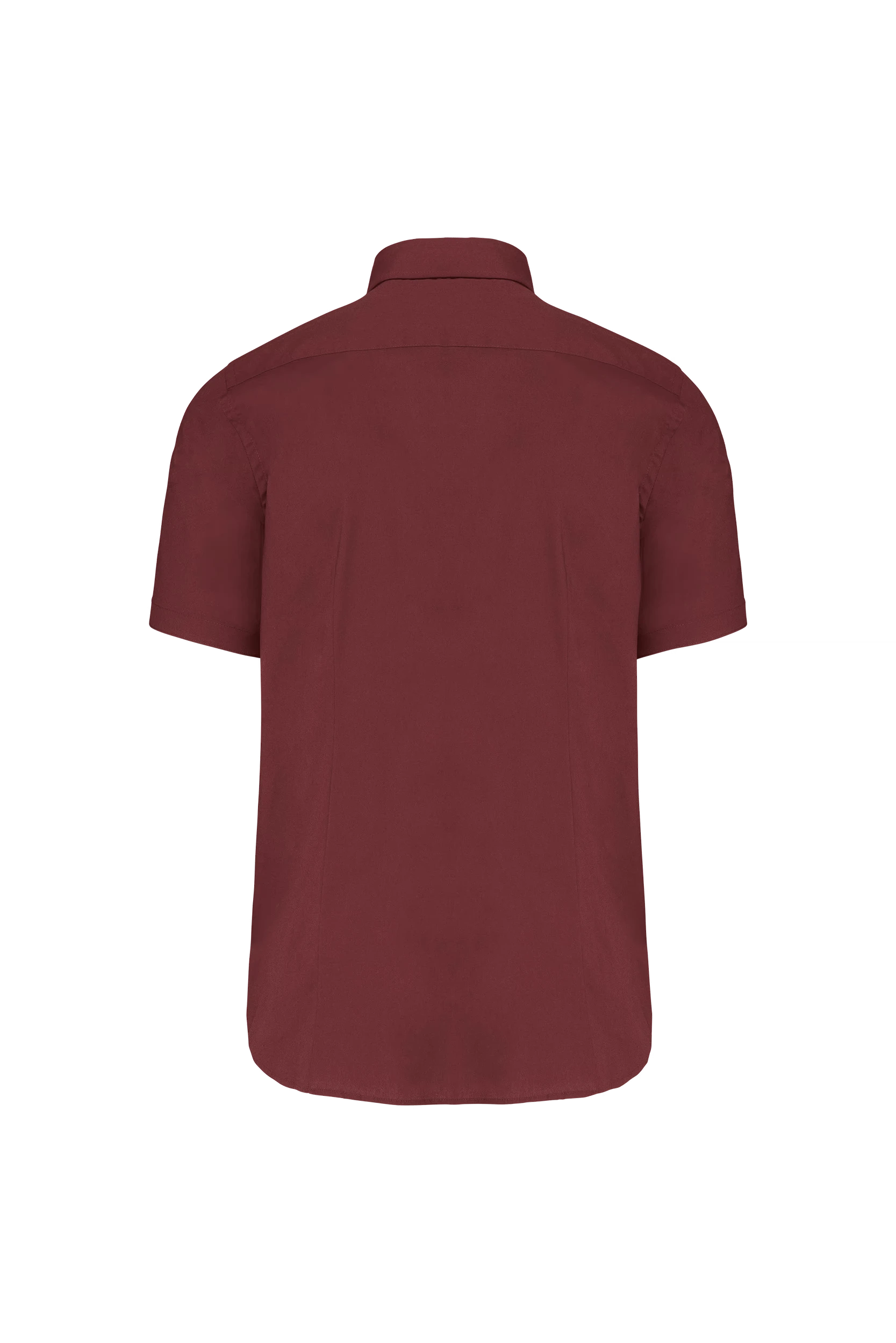 Chemise coton/élasthanne manches courtes bordeaux