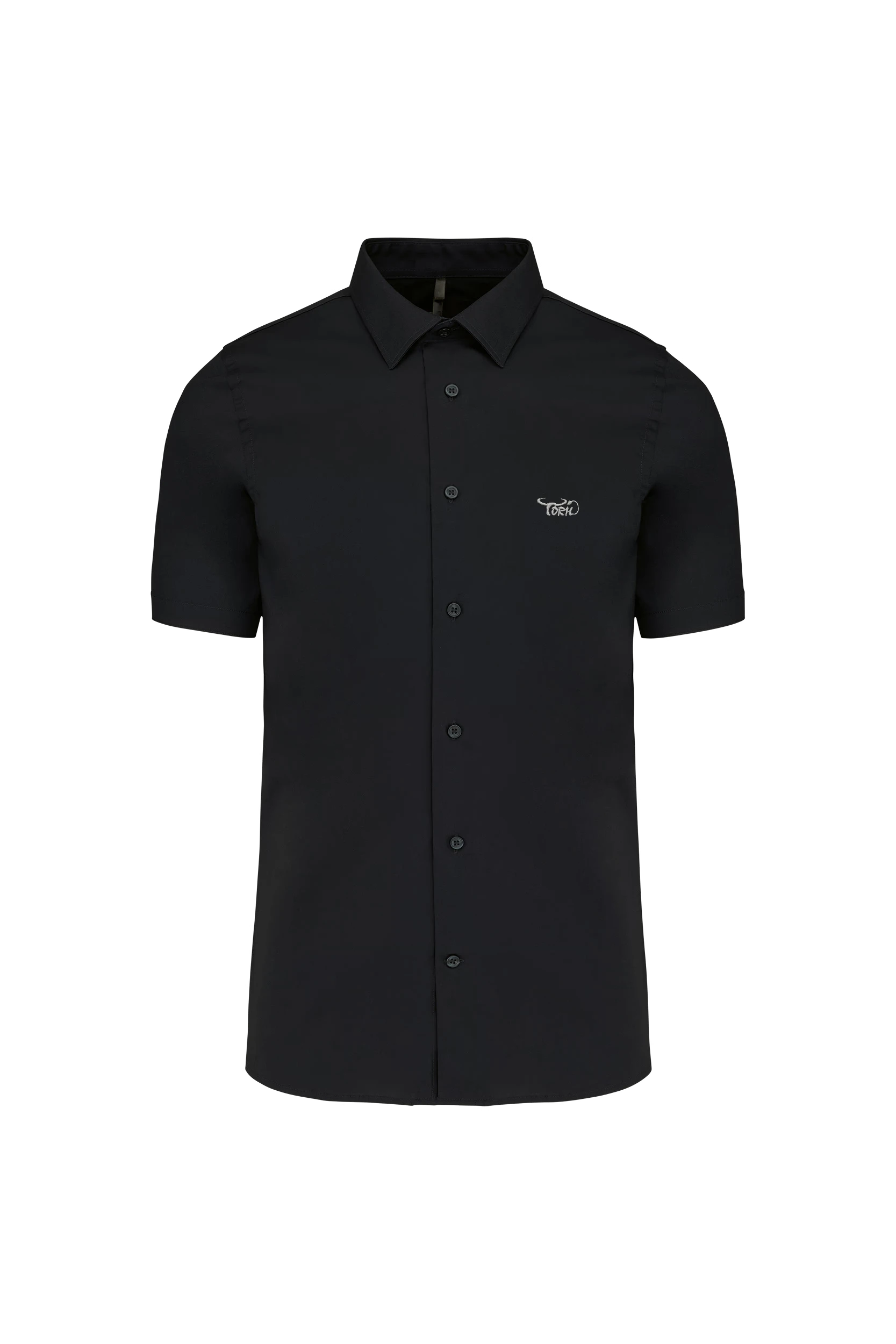 Chemise coton/élasthanne manches courtes noir