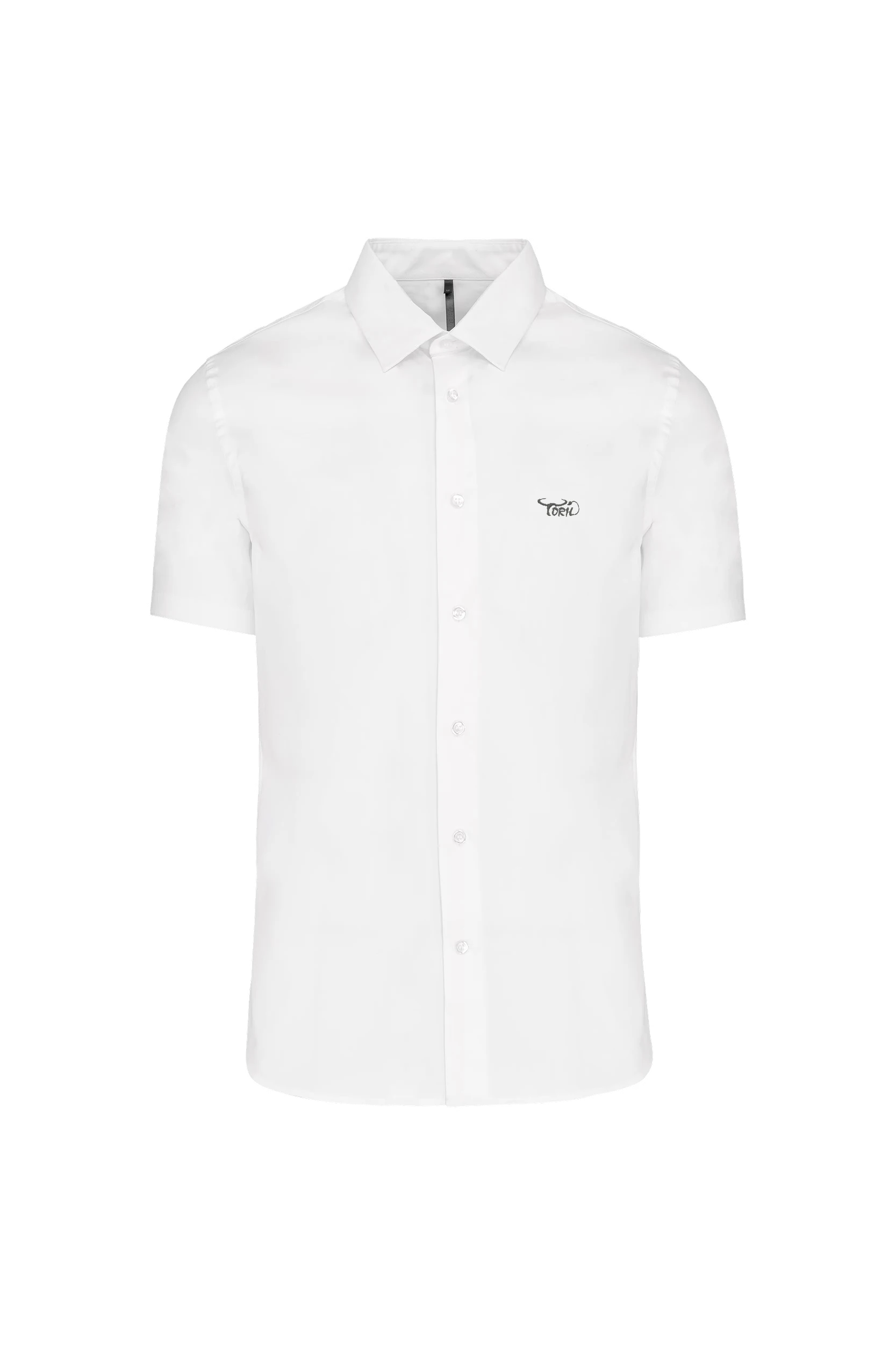 Chemise coton/élasthanne manches courtes blanc