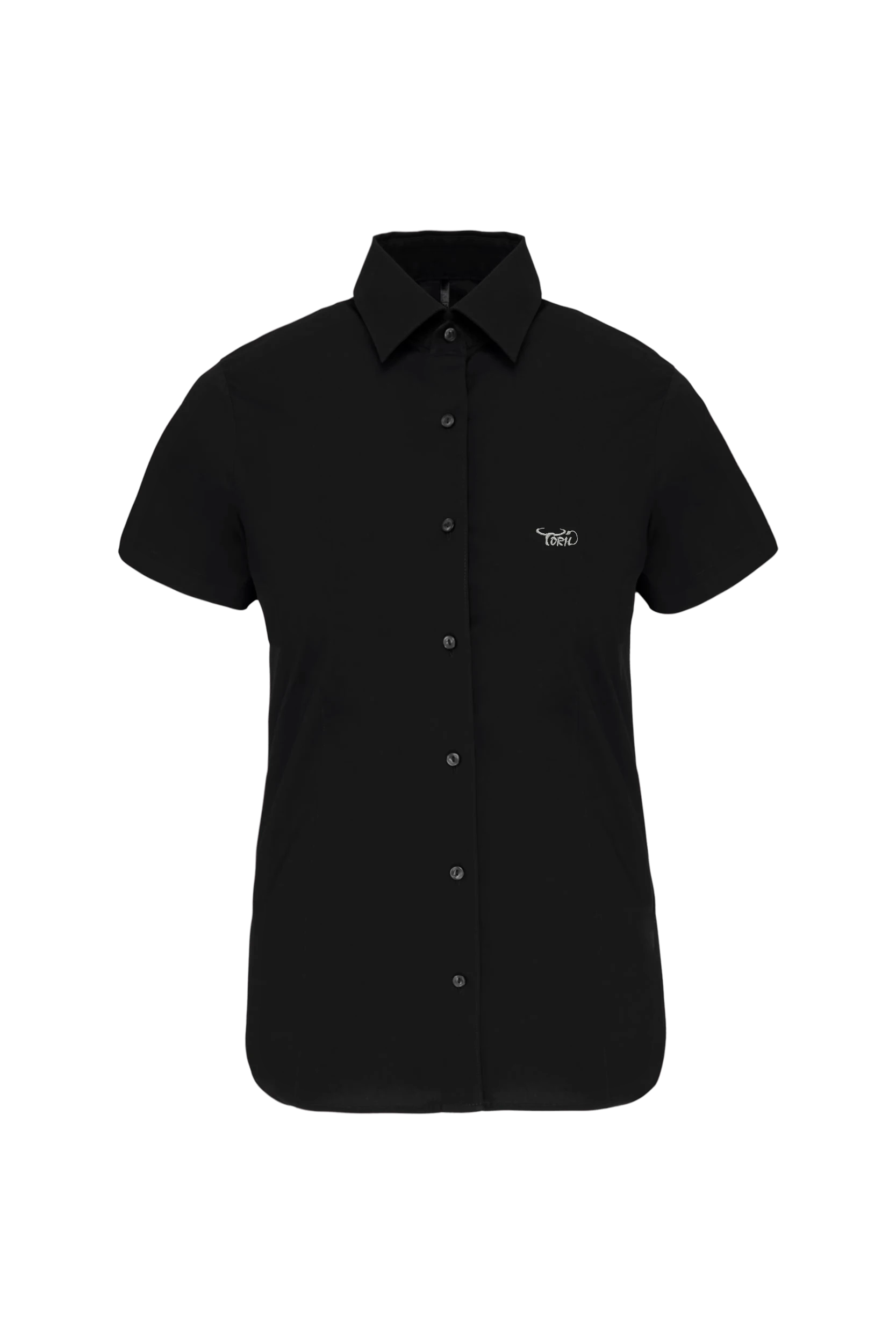 Chemise coton/élasthanne manches courtes noir
