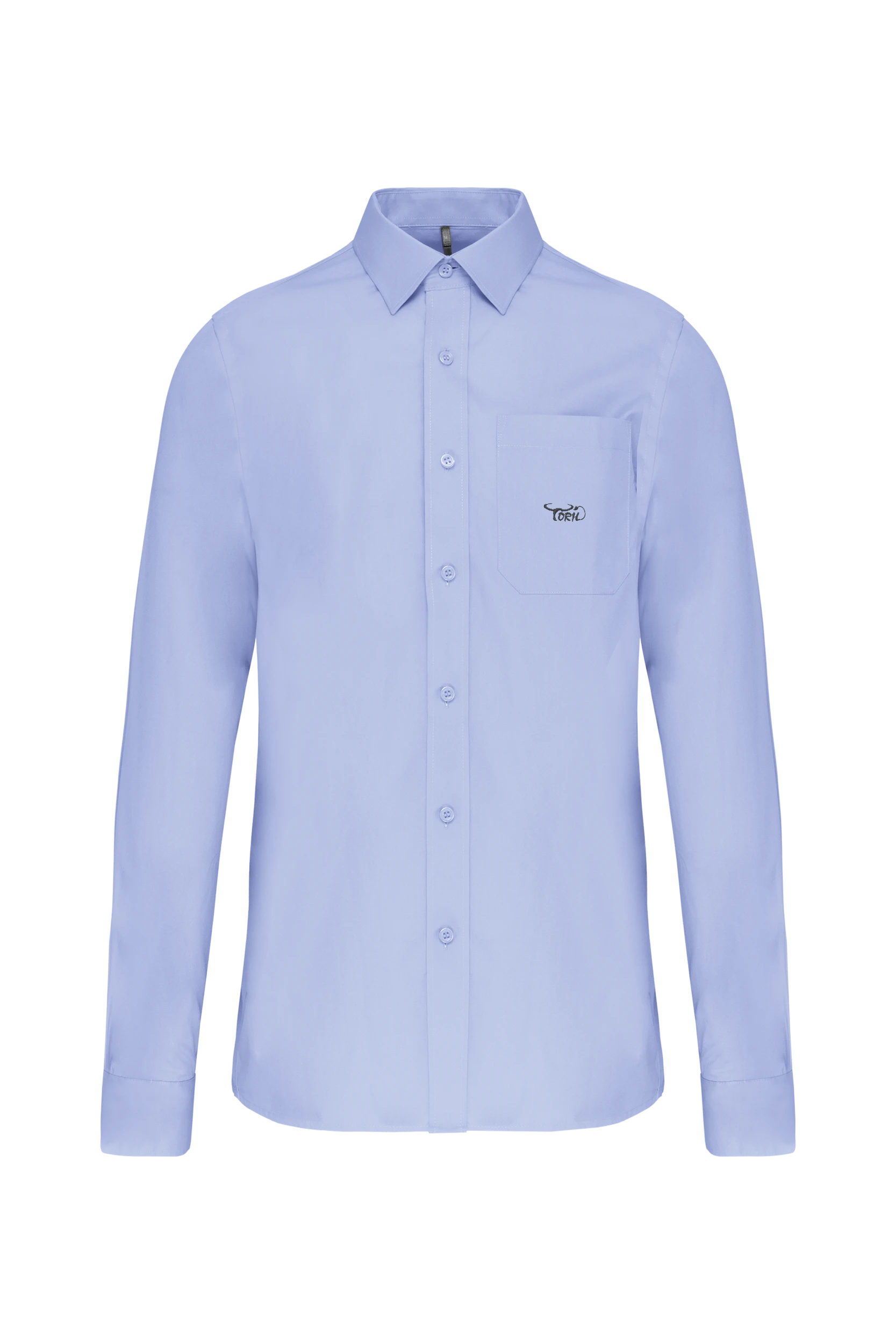 Chemise popeline manches longues bleu ciel
