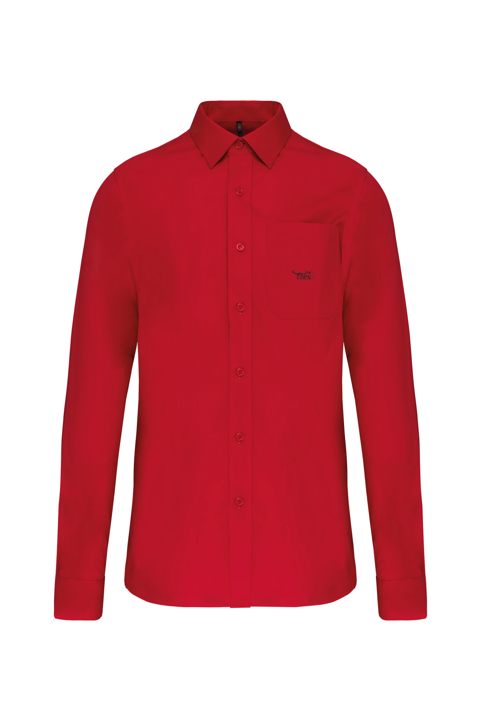 Chemise popeline manches longues rouge
