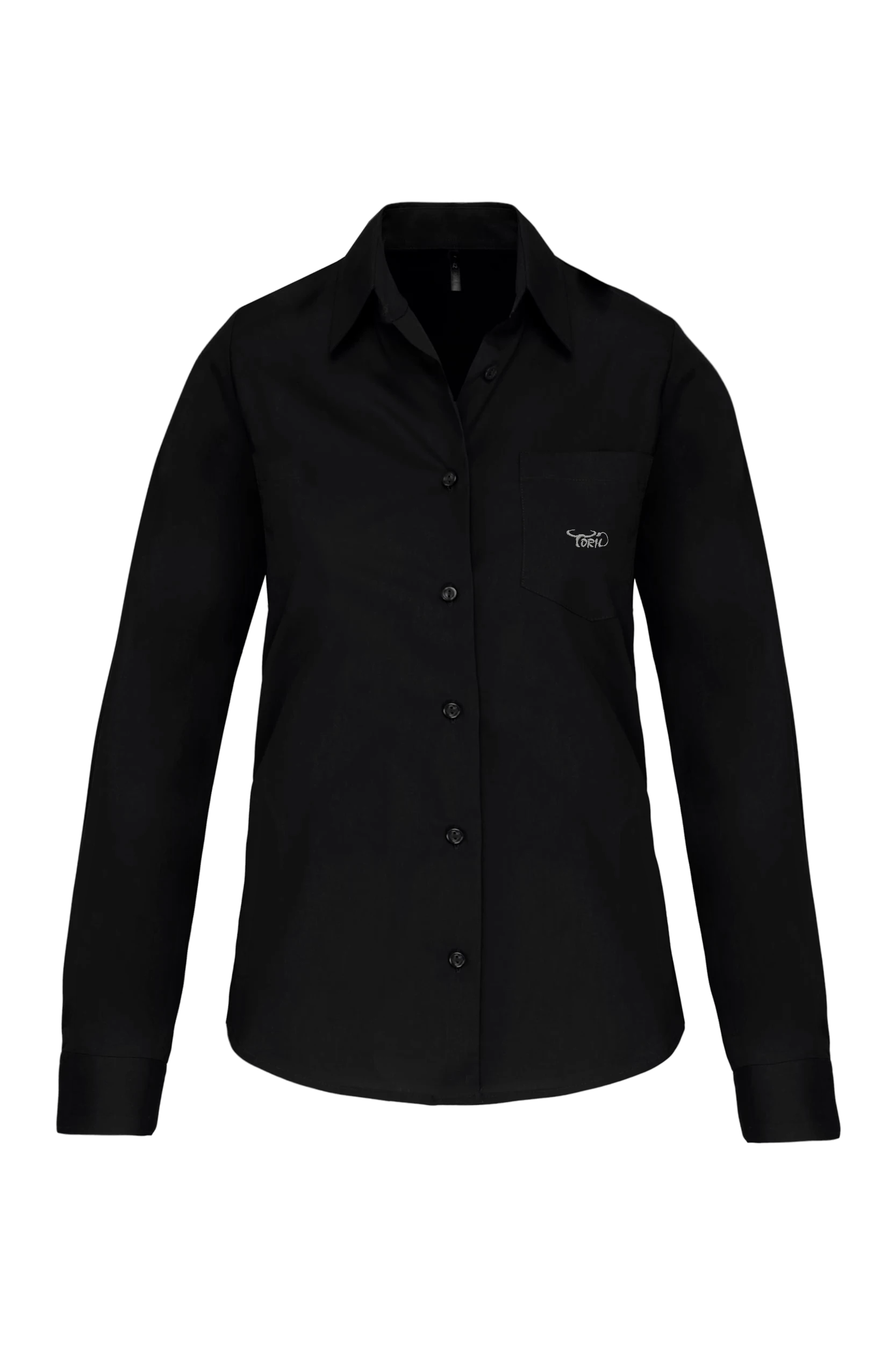 Chemise popeline manches longues noir