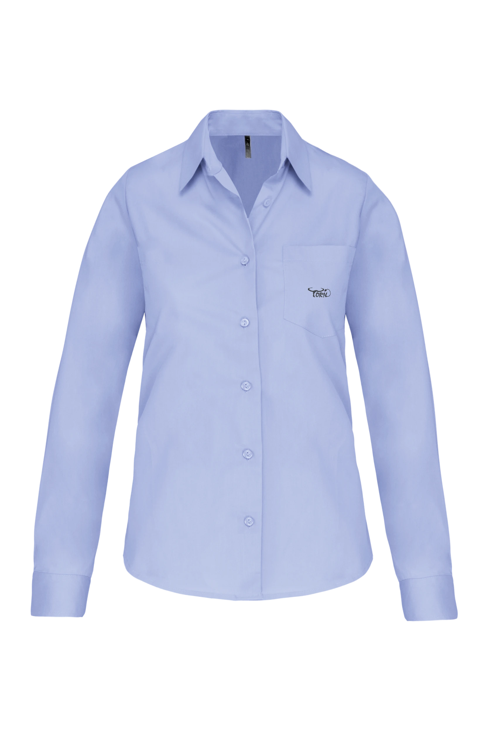 Chemise popeline manches longues bleu ciel