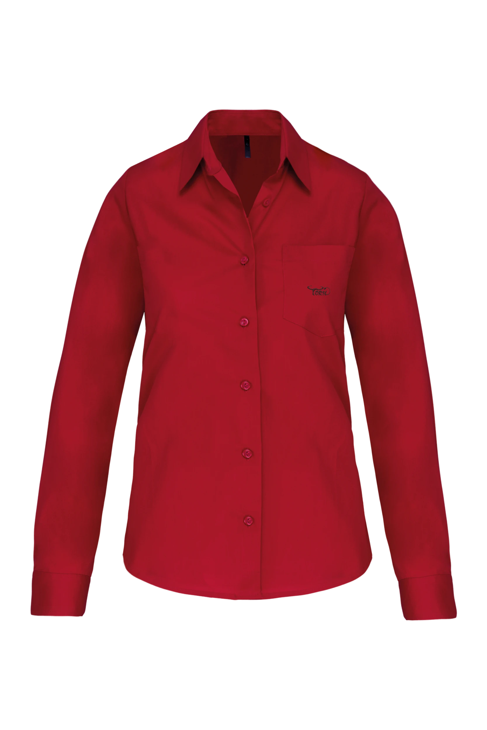 Chemise popeline manches longues rouge
