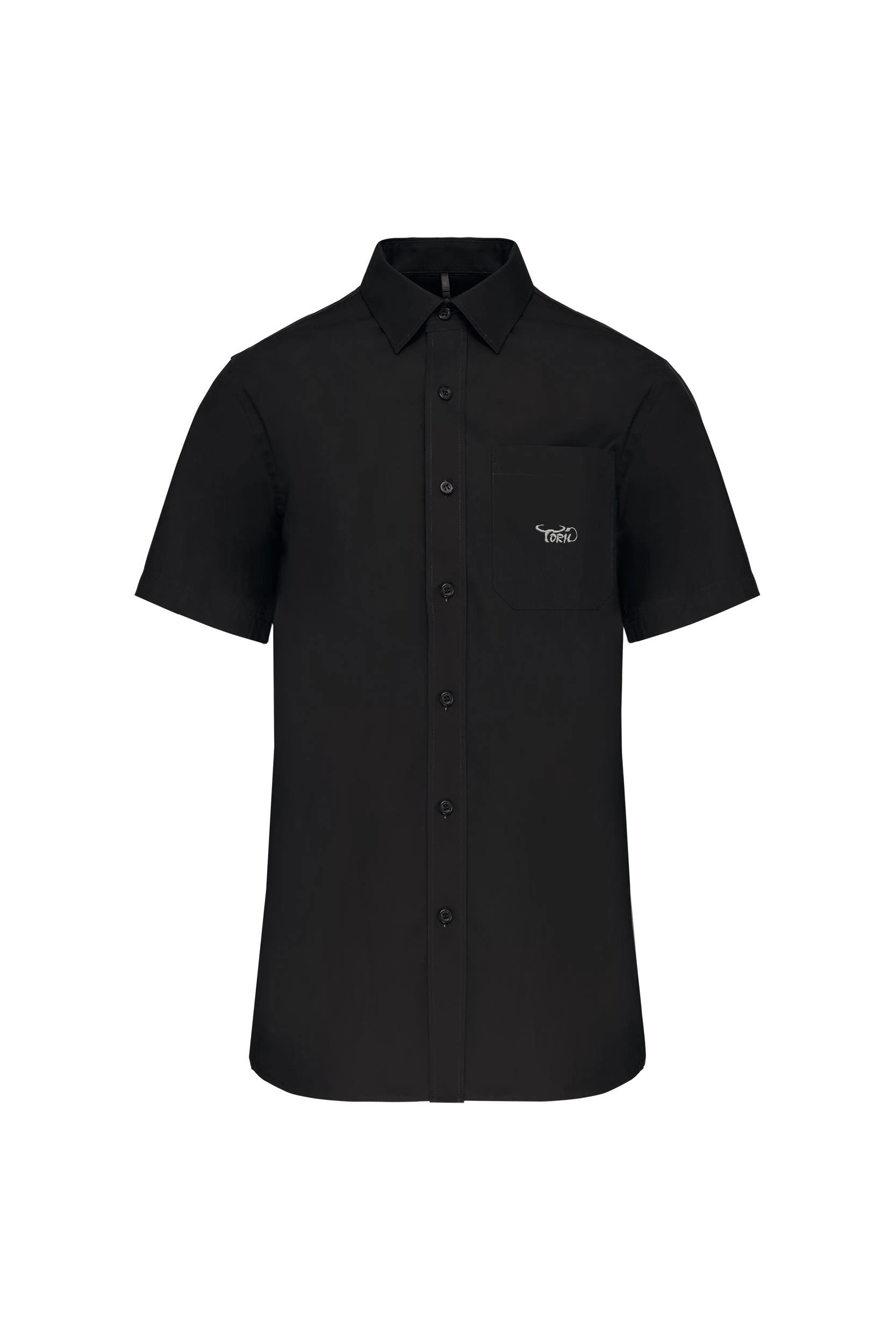 Chemise popeline manches courtes noir