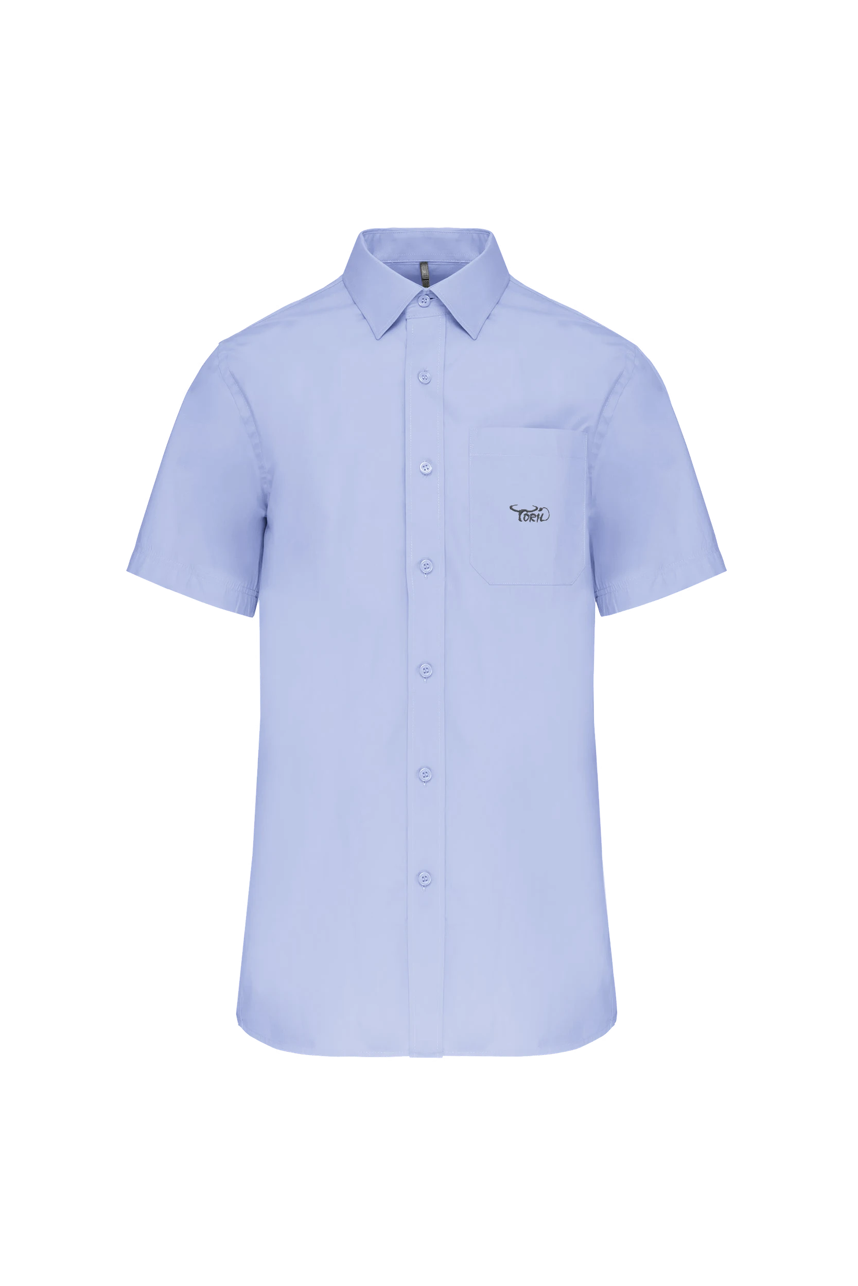 Chemise popeline manches courtes bleu ciel