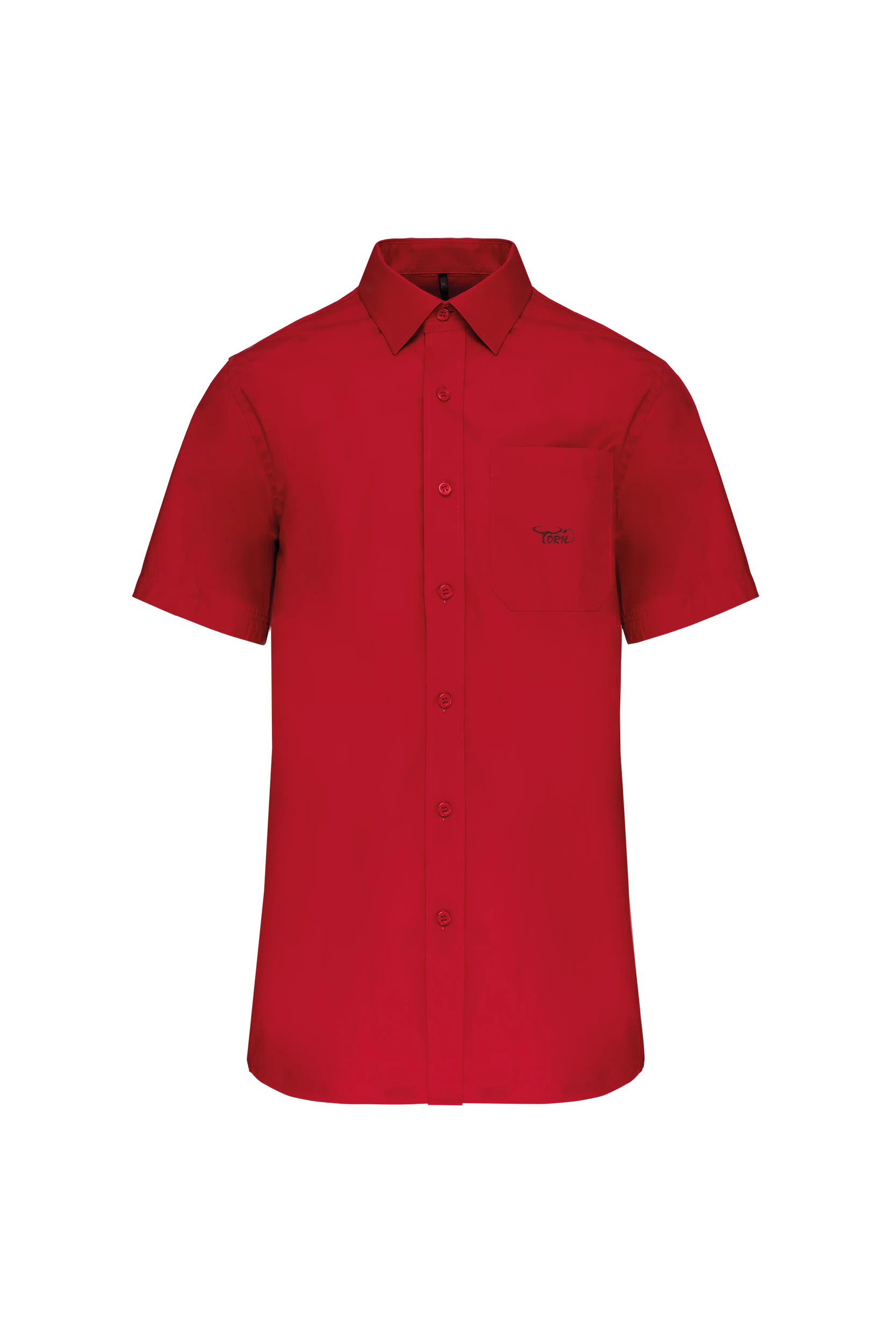 Chemise popeline manches courtes rouge
