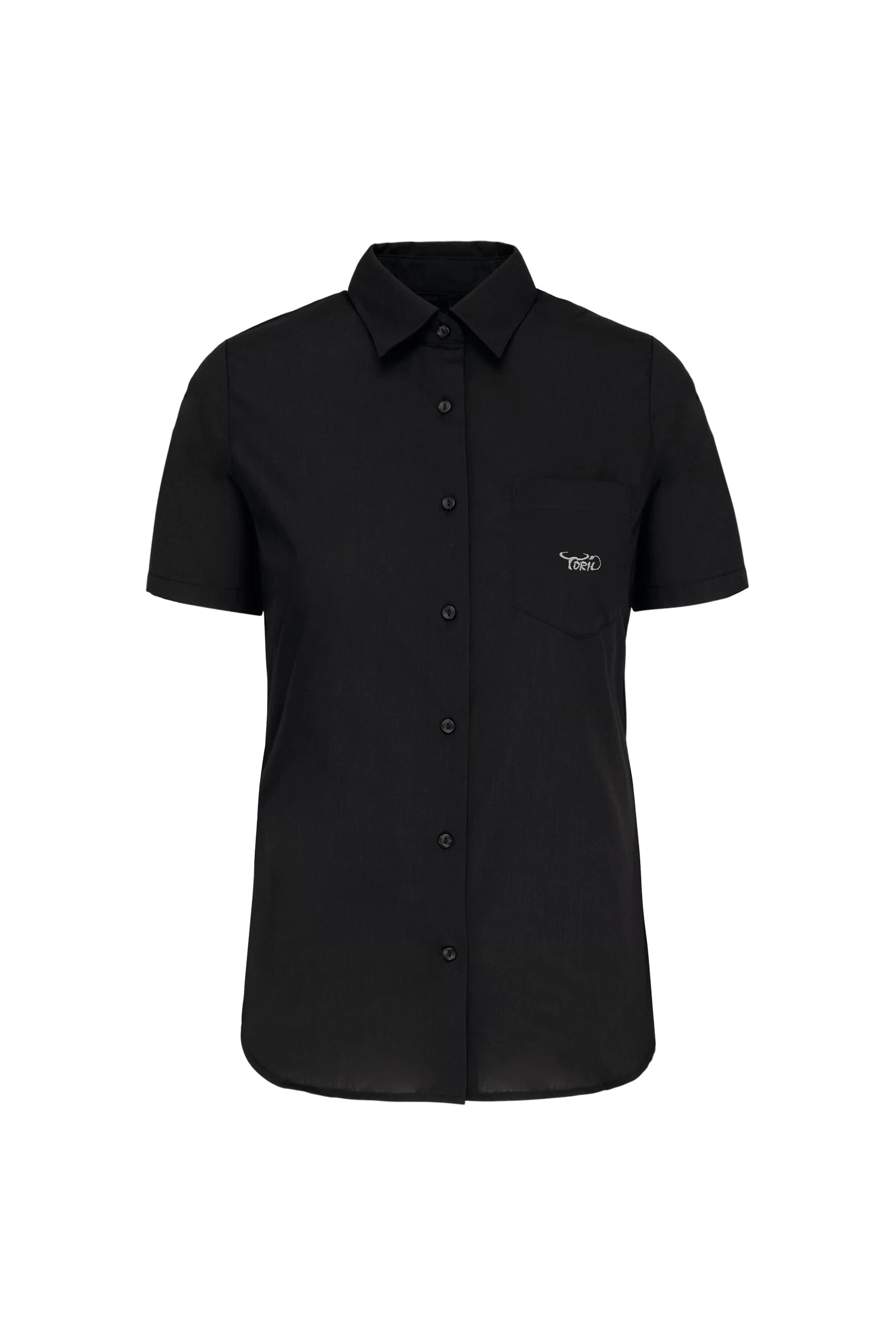 Chemise popeline manches courtes noir