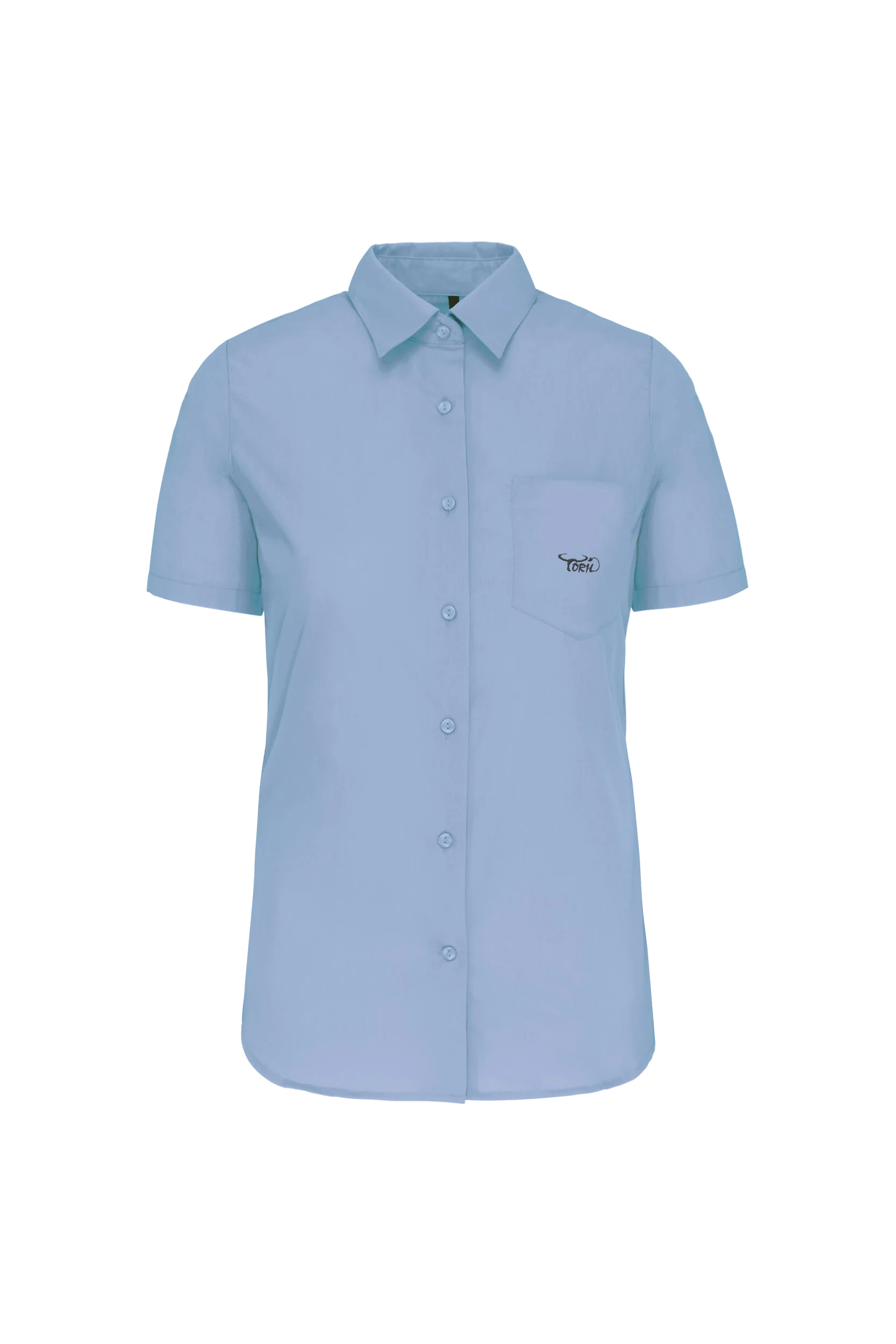 Chemise popeline manches courtes bleu ciel