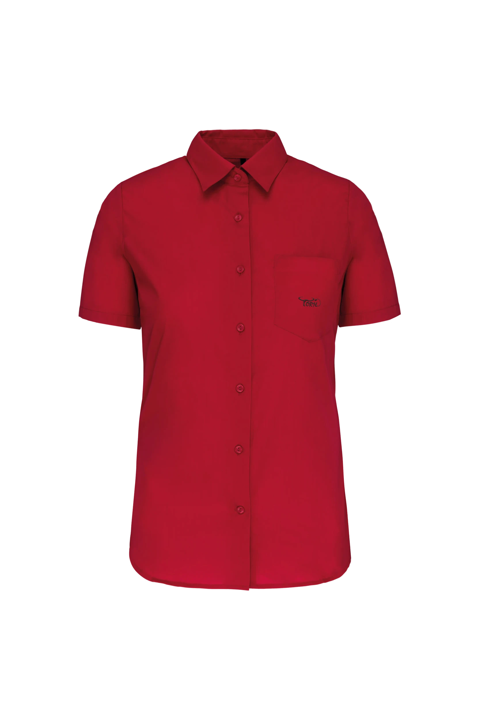 Chemise popeline manches courtes rouge