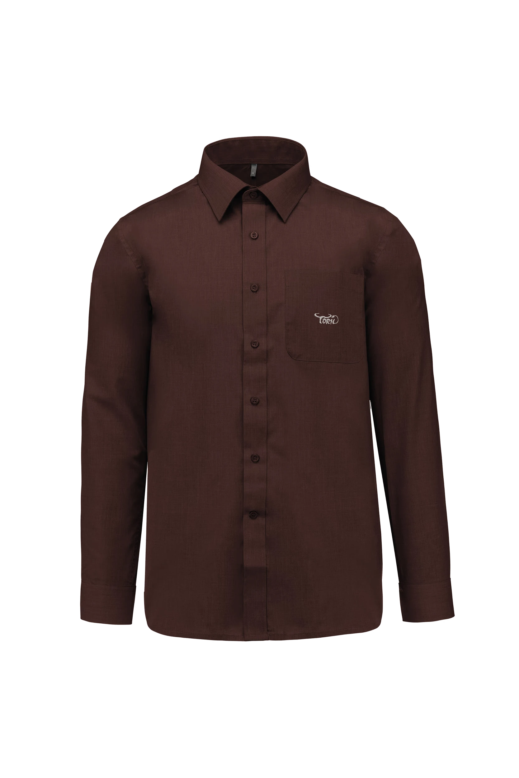 Chemise popeline polycoton marron