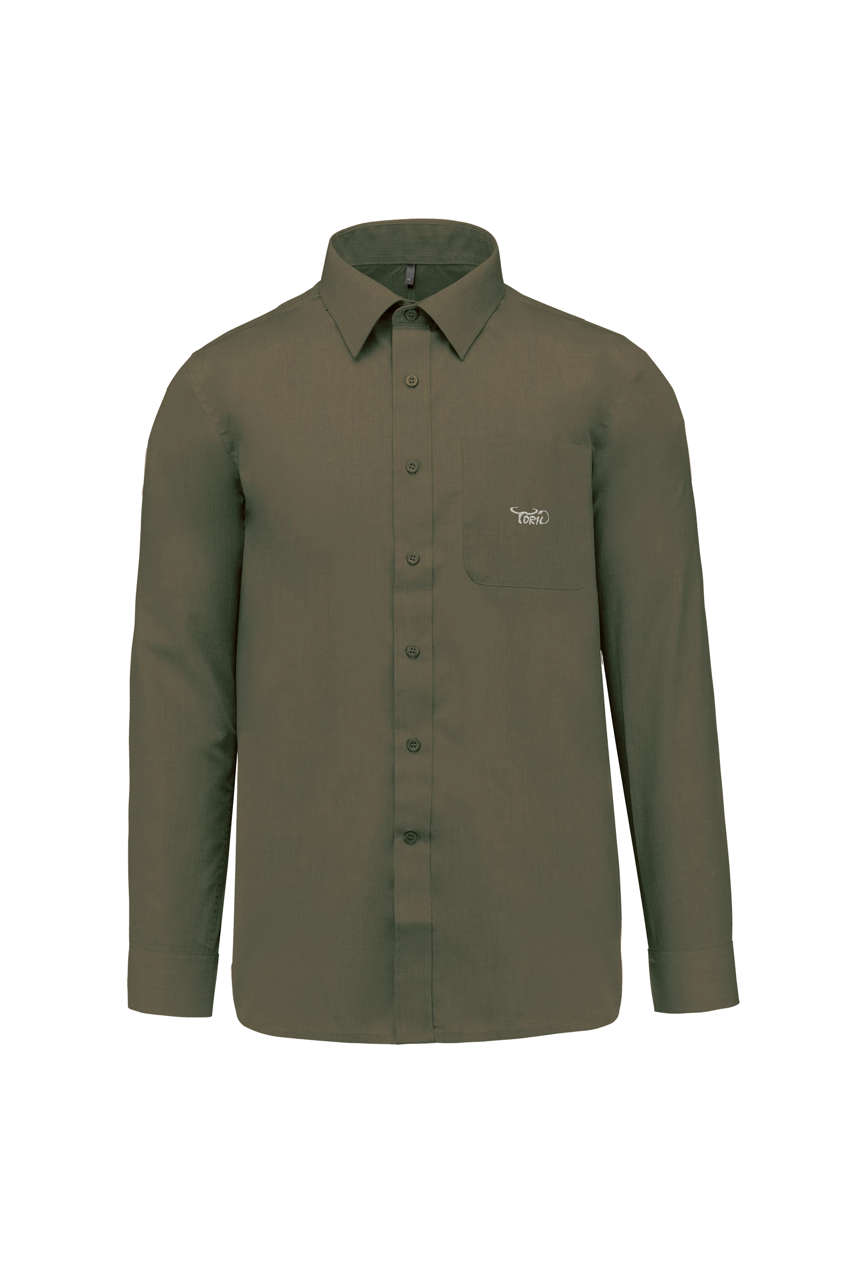 Chemise popeline polycoton kaki