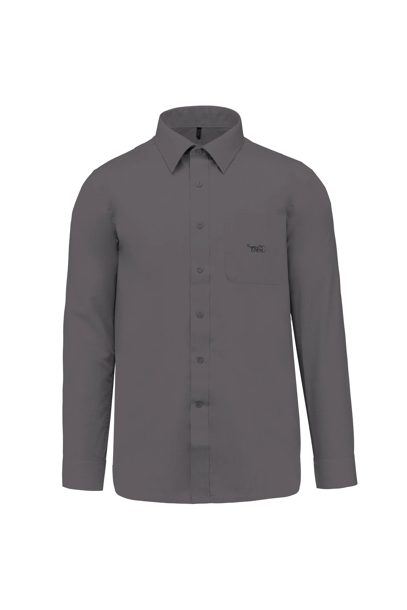 Chemise popeline polycoton gris urbain