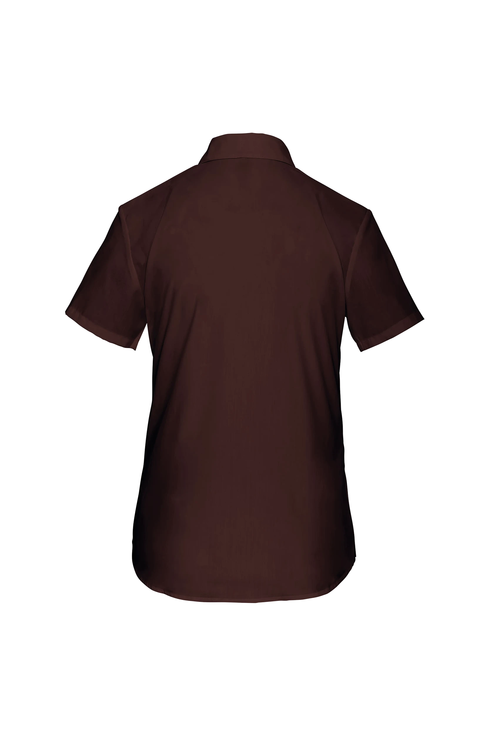 Chemise popeline polycoton manches courtes marron