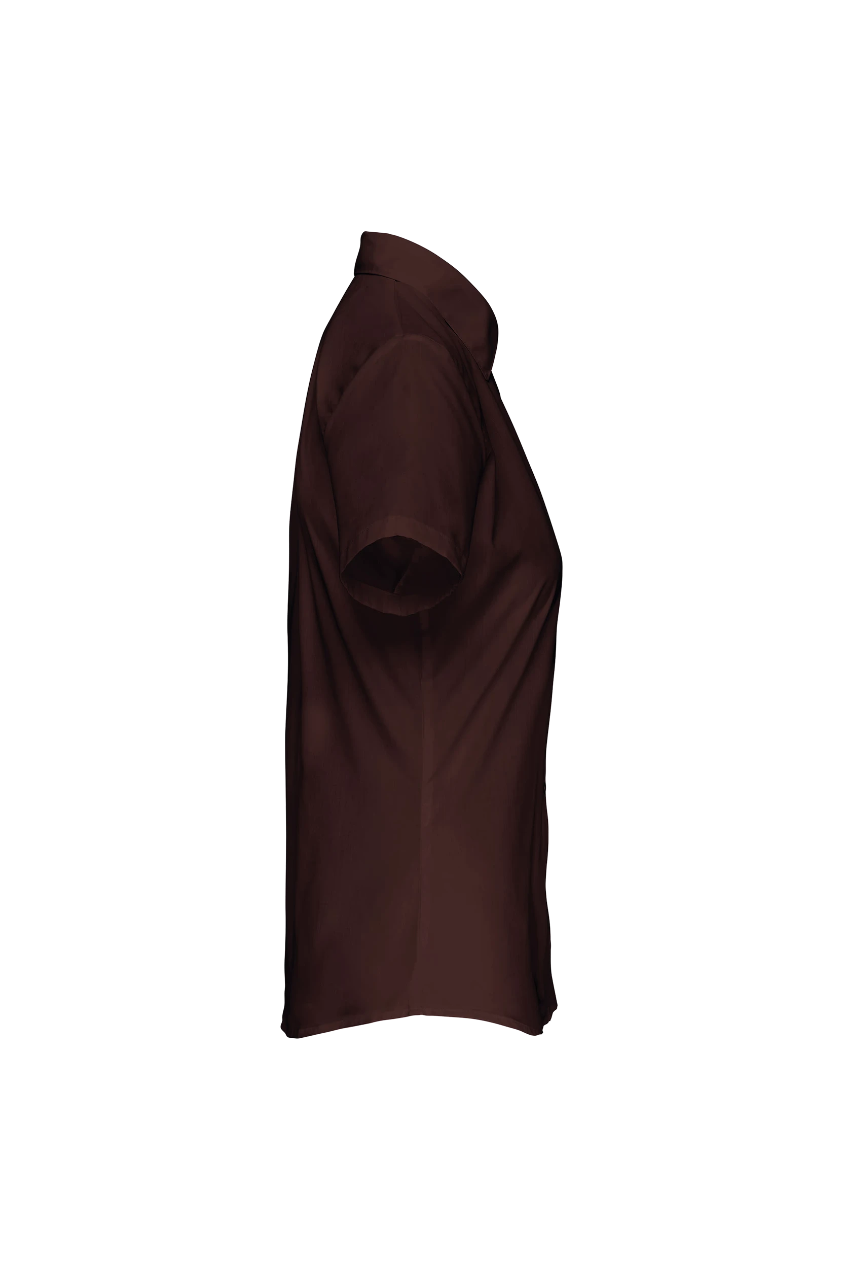 Chemise popeline polycoton manches courtes marron