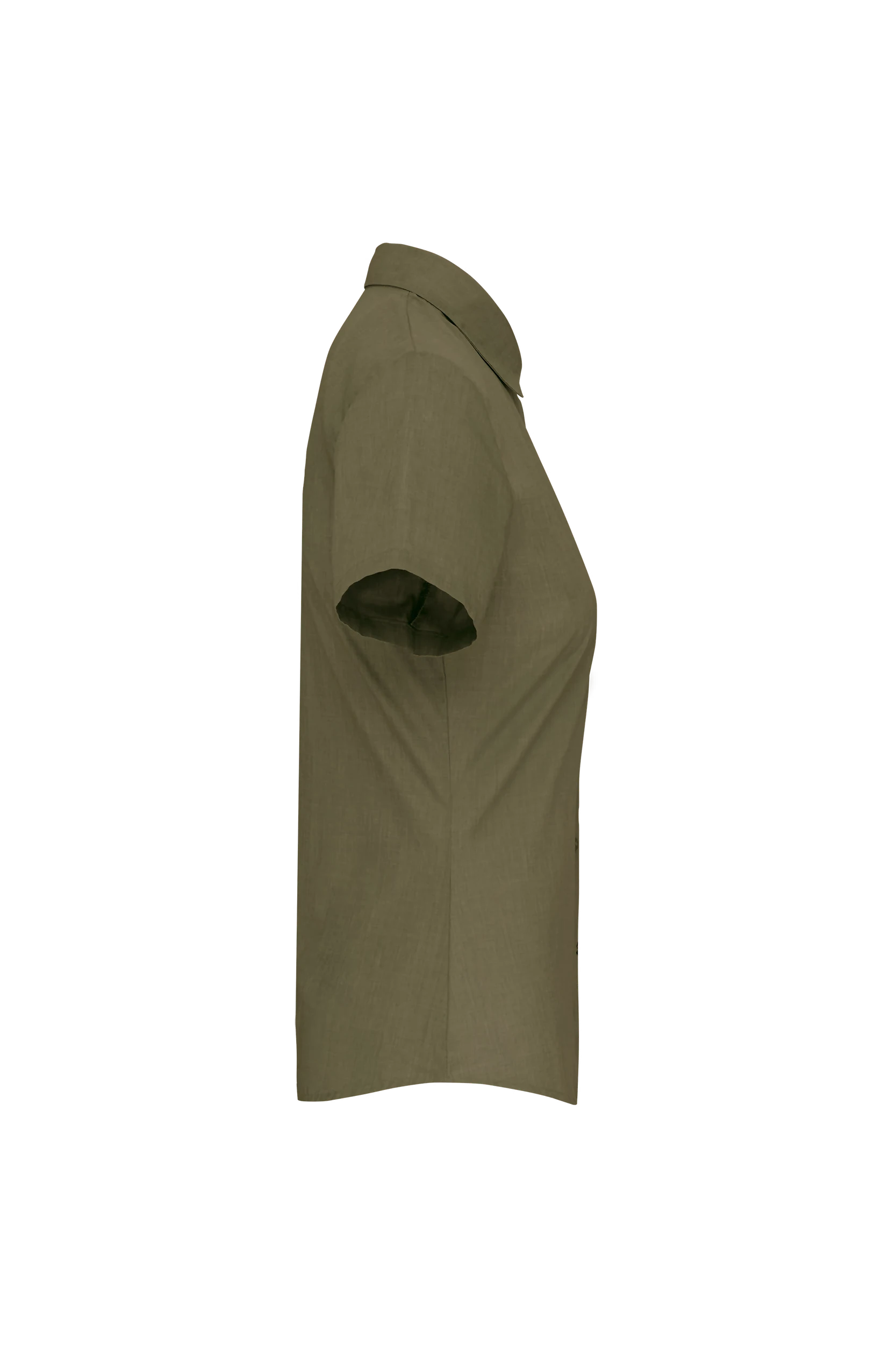 Chemise popeline polycoton manches courtes kaki clair