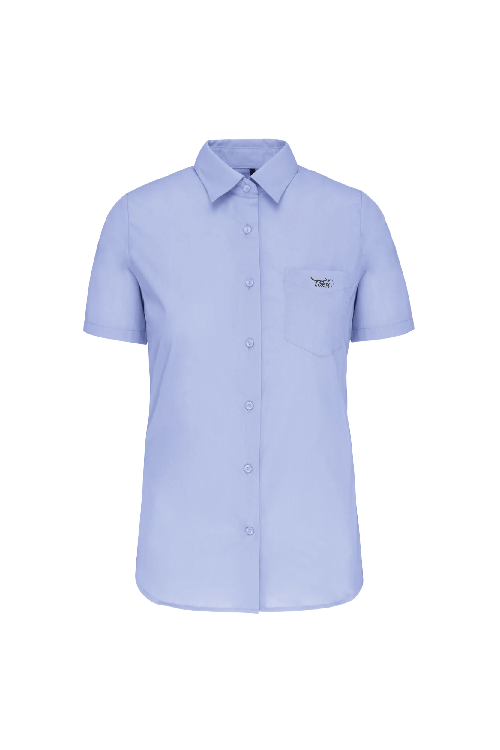 Chemise popeline polycoton manches courtes bleu ciel