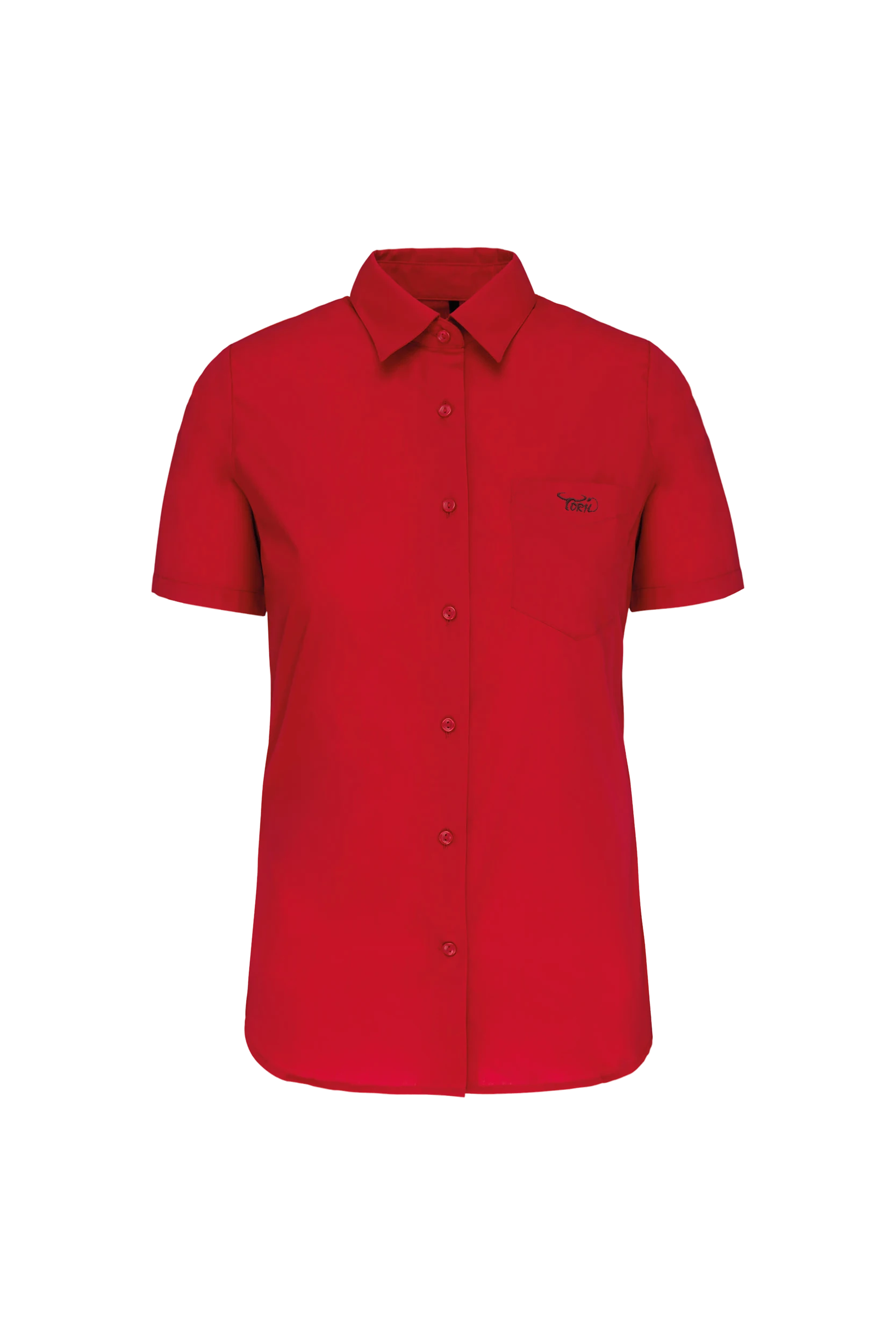 Chemise popeline polycoton manches courtes rouge