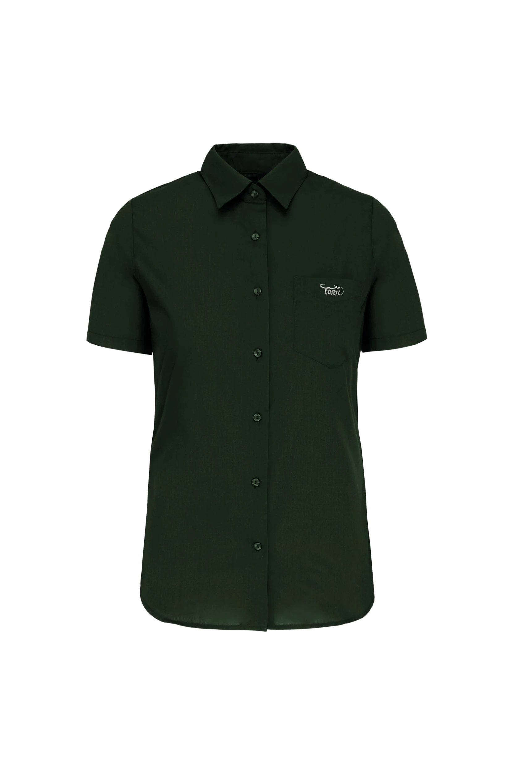Chemise popeline polycoton manches courtes vert forêt