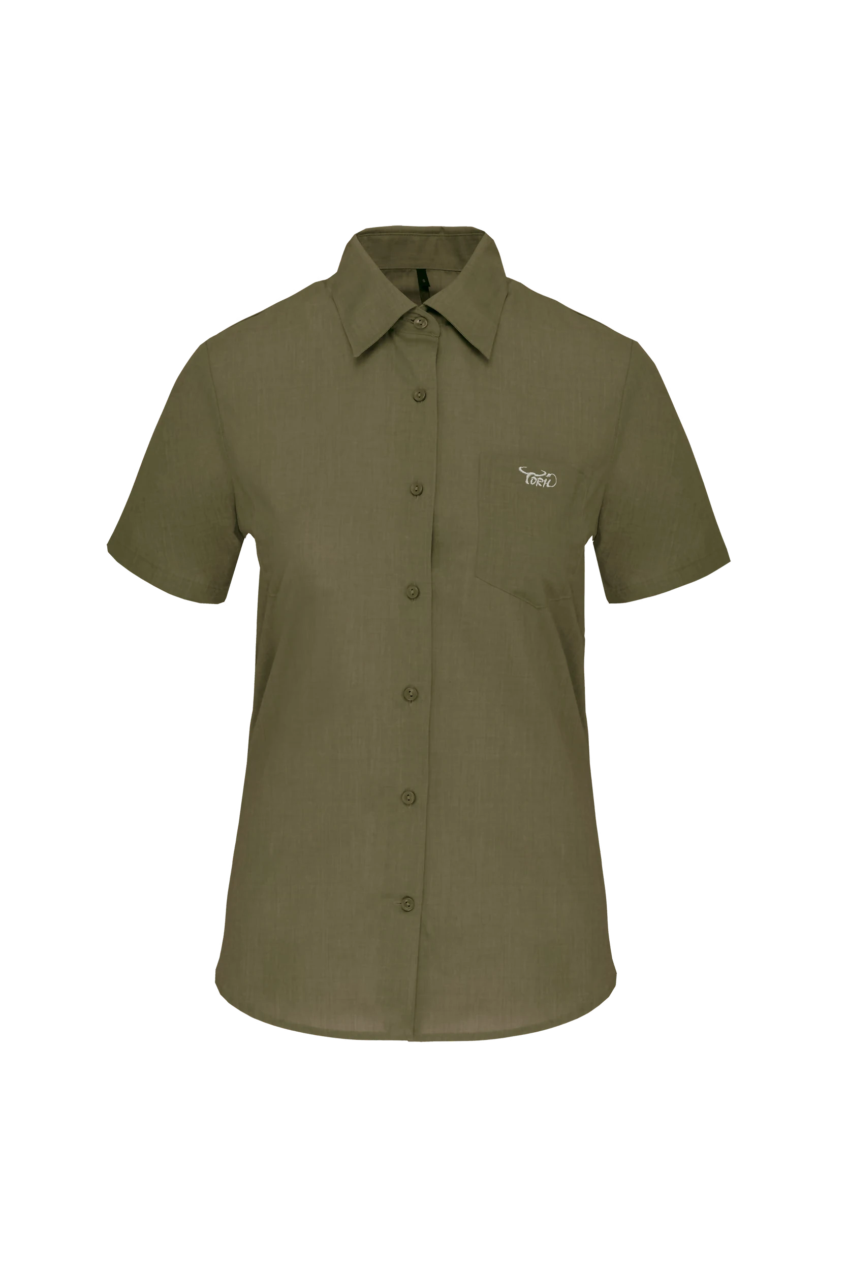 Chemise popeline polycoton manches courtes kaki clair
