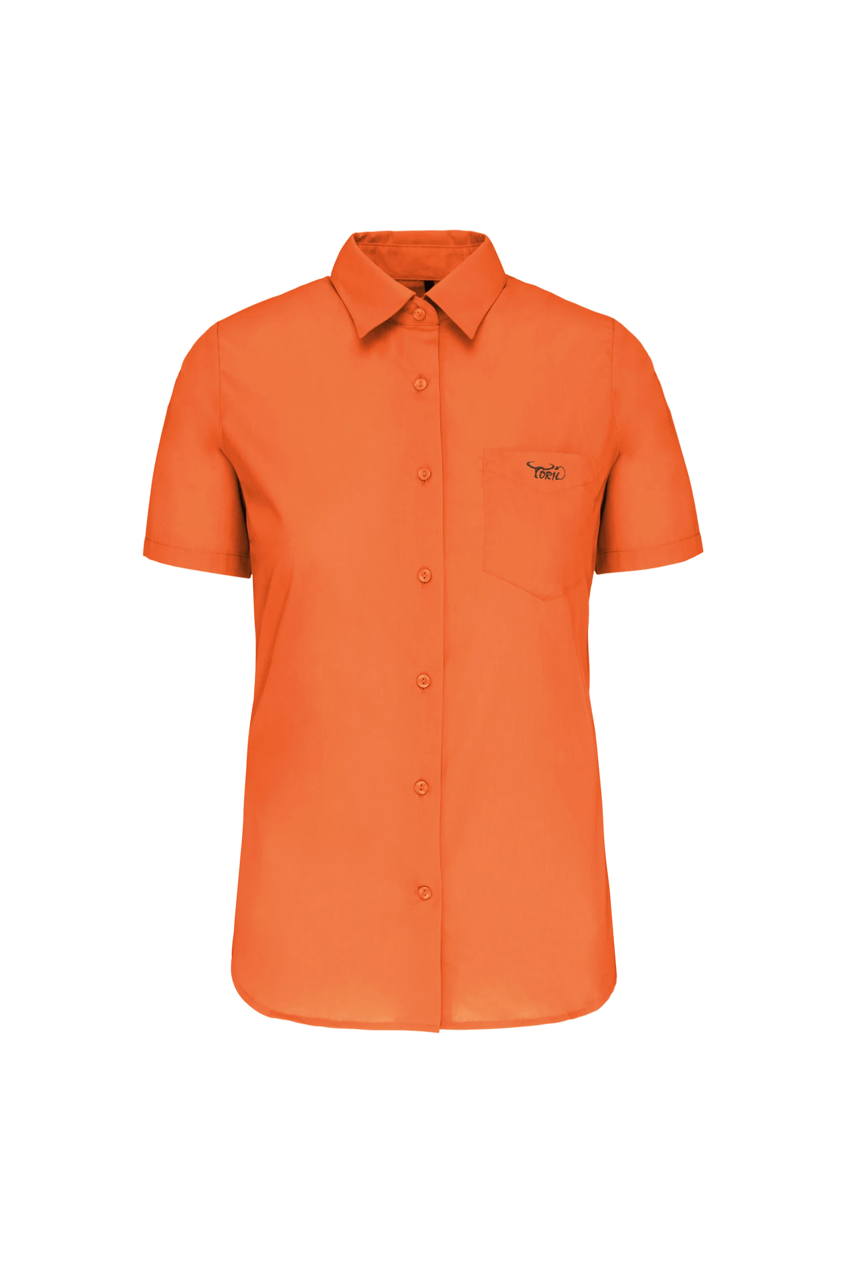 Chemise popeline polycoton manches courtes orange