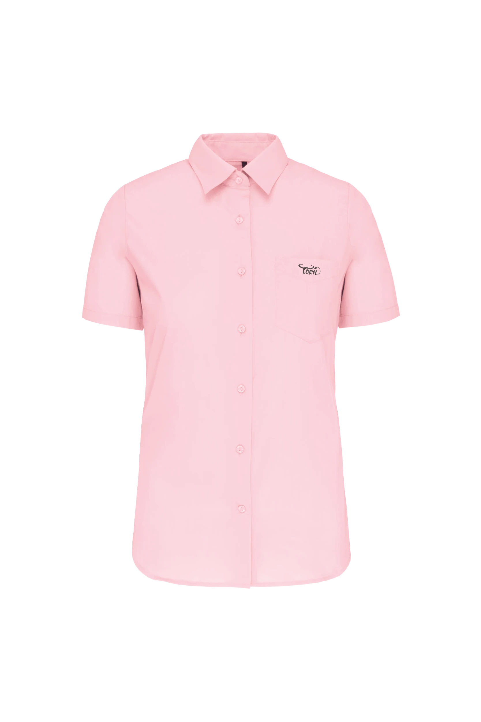 Chemise popeline polycoton manches courtes rose pâle
