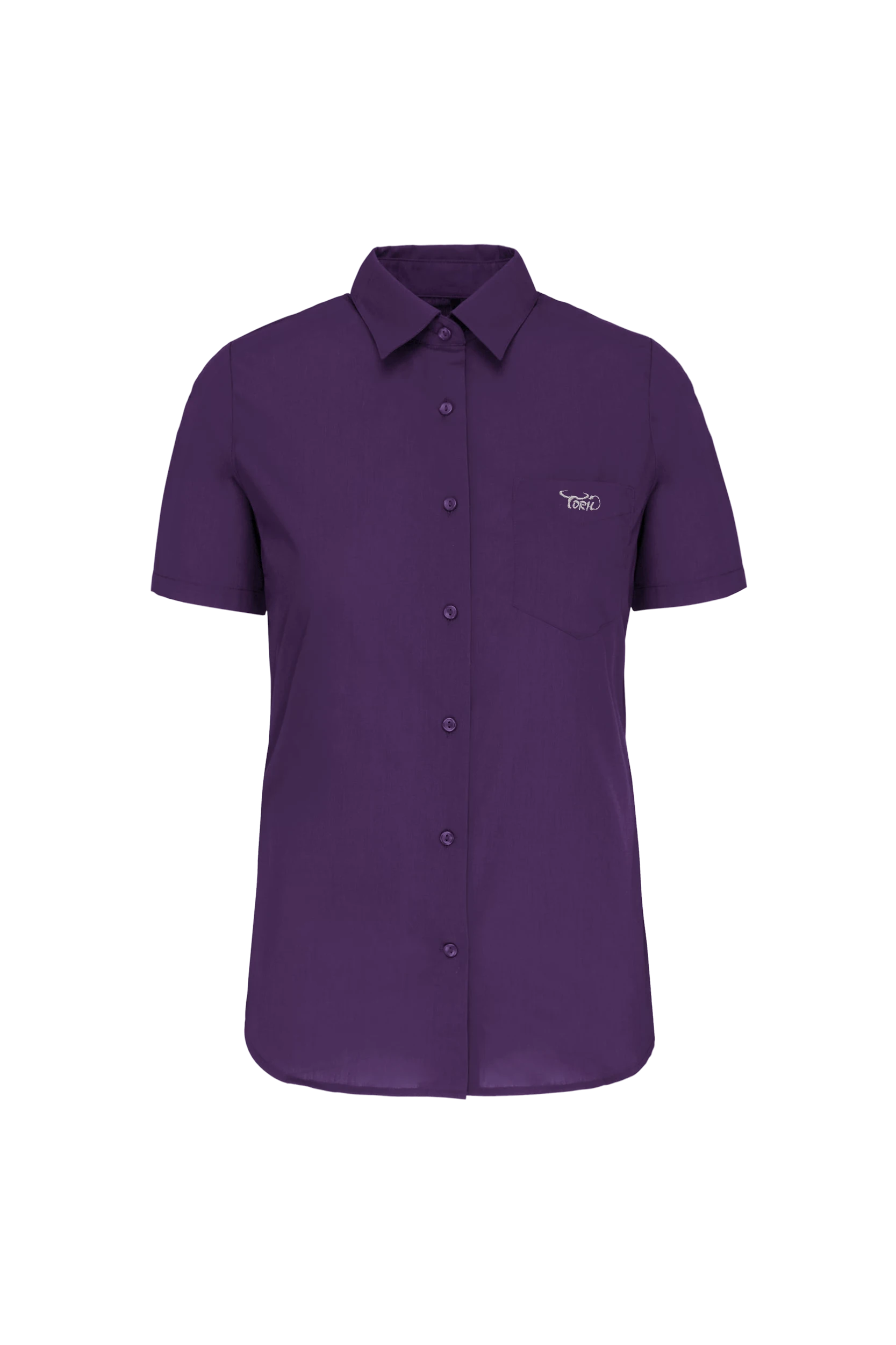 Chemise popeline polycoton manches courtes violet