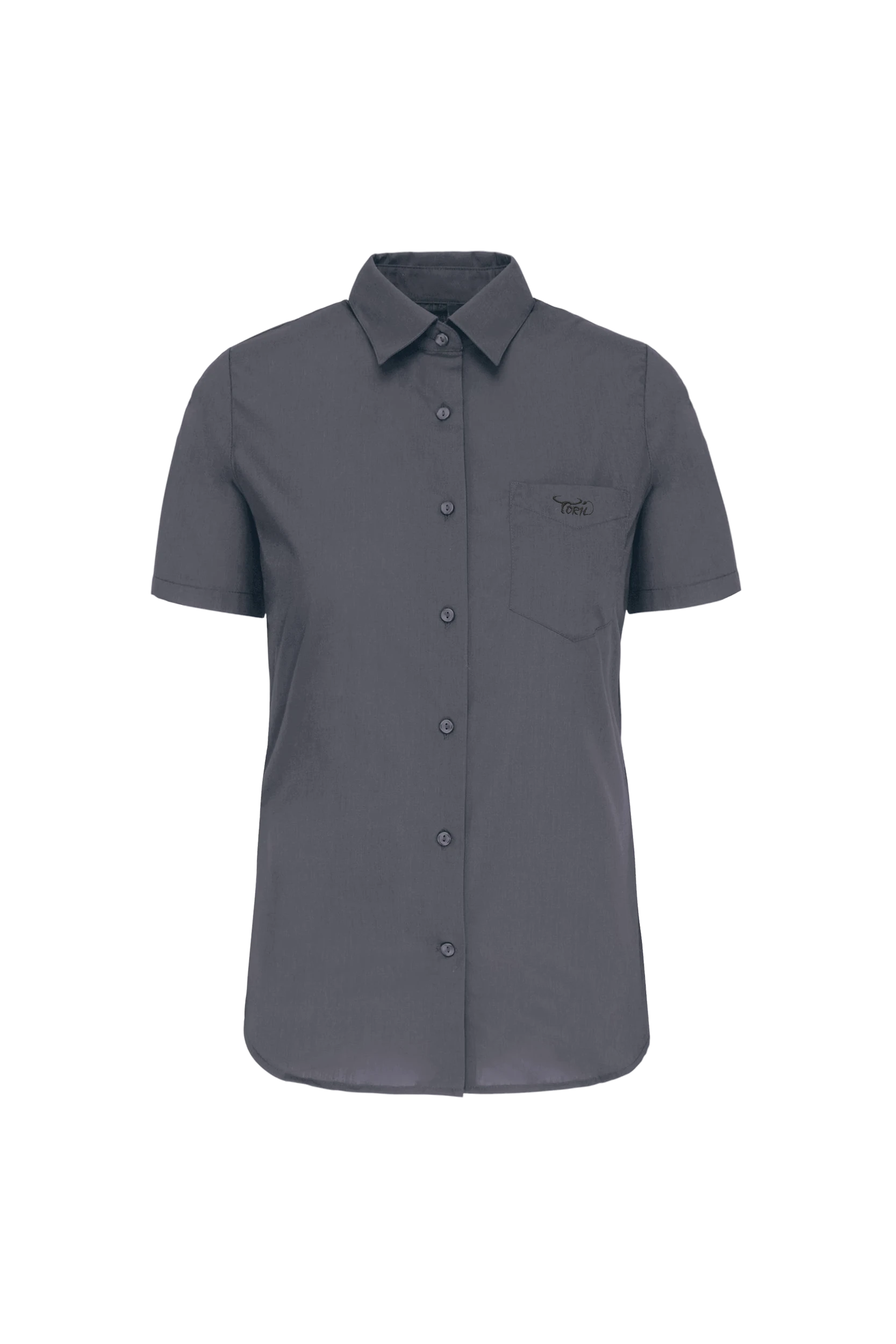 Chemise popeline polycoton manches courtes gris urbain
