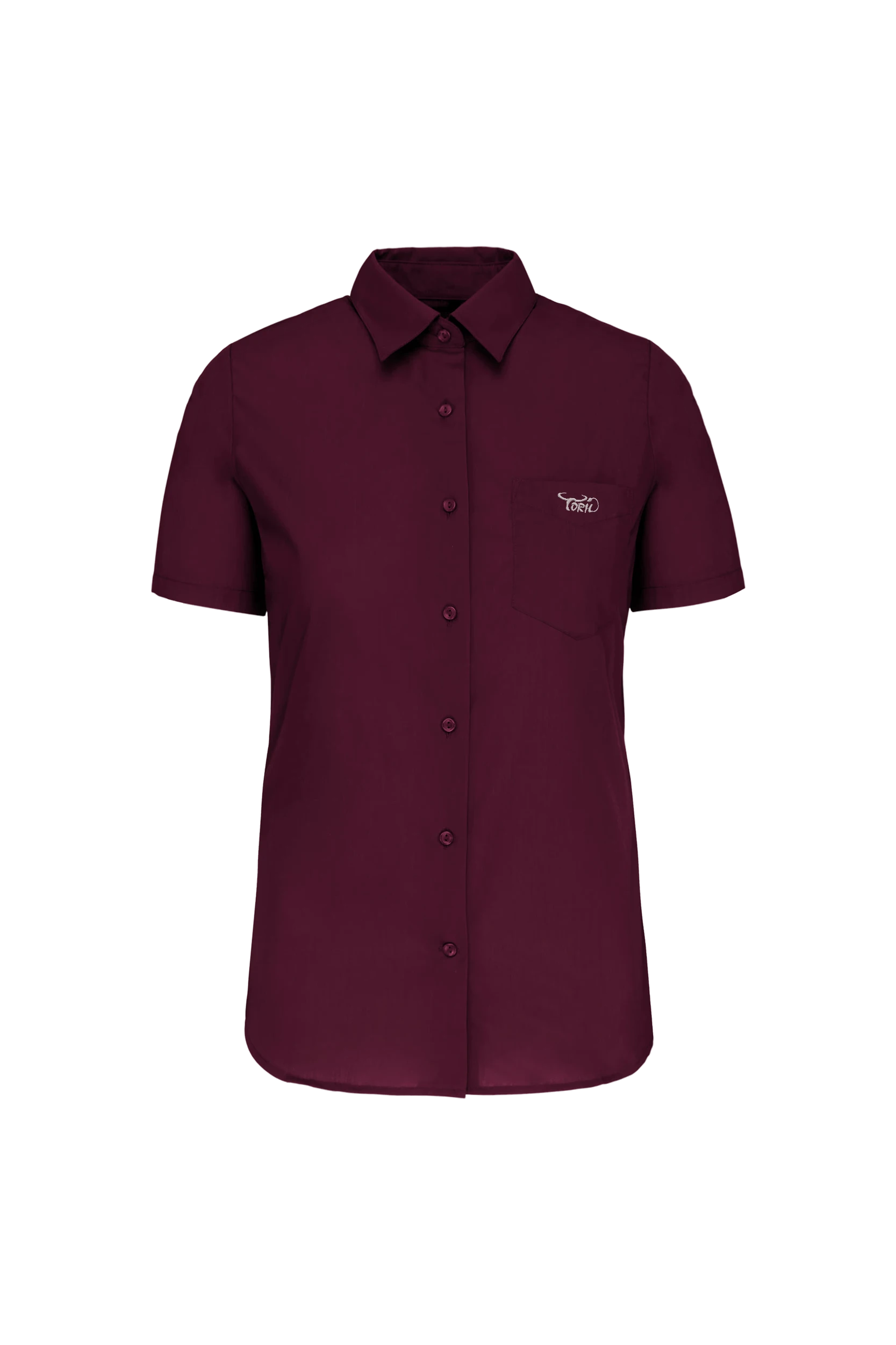 Chemise popeline polycoton manches courtes bordeaux
