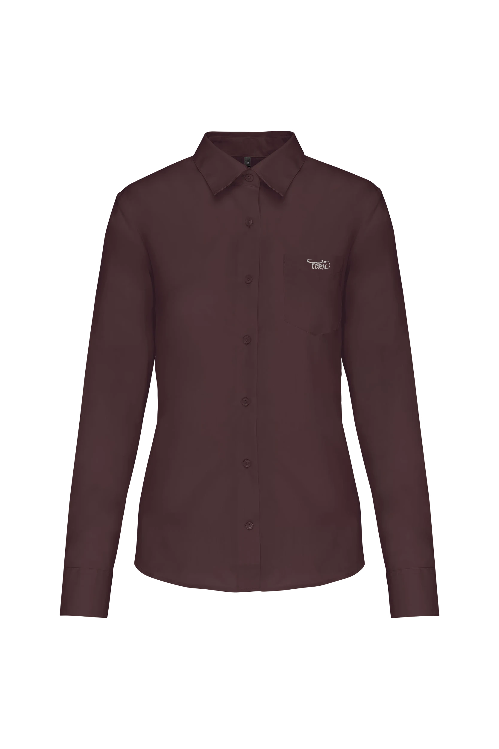 Chemise popeline polycoton marron