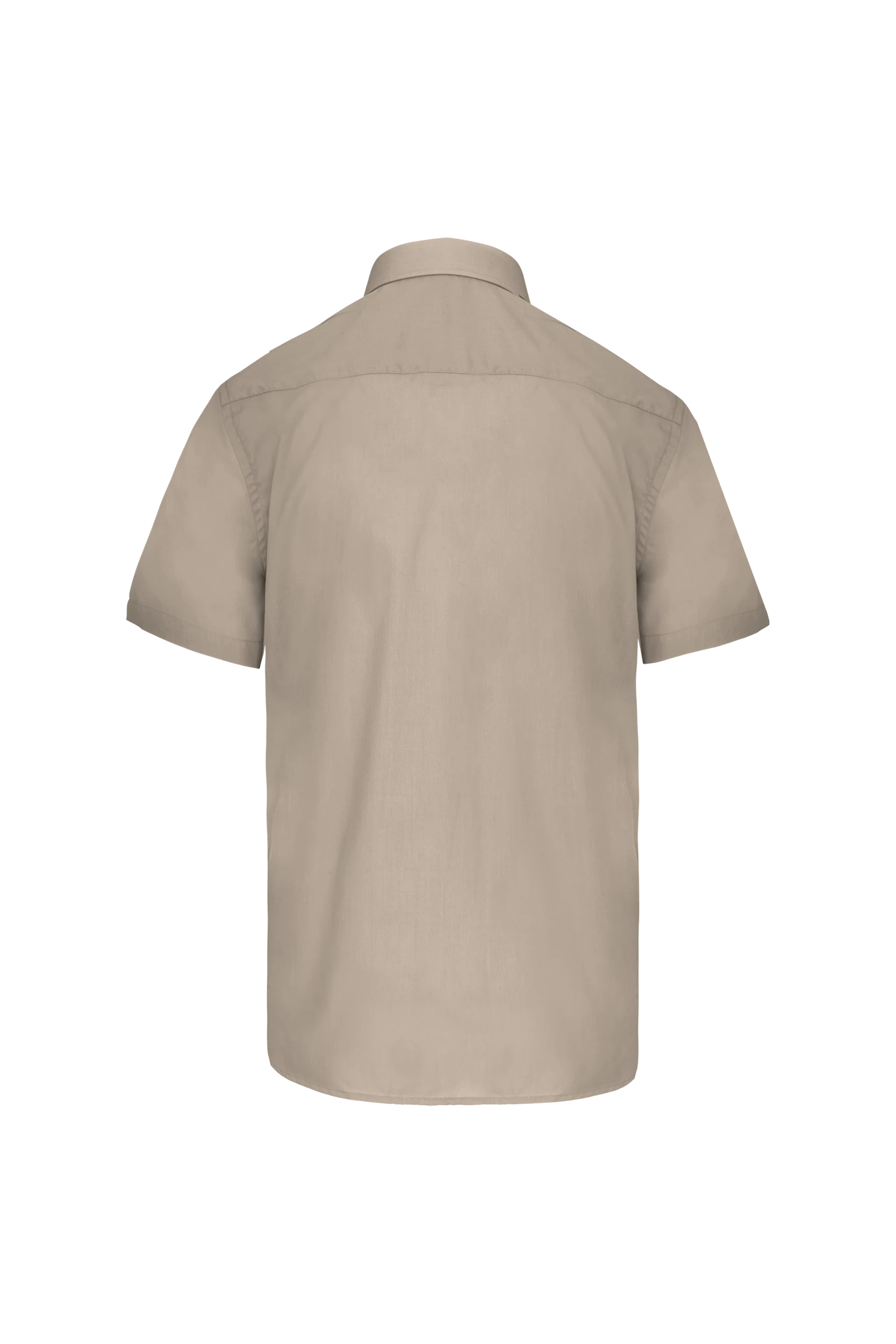 Chemise popeline polycoton manches courtes beige