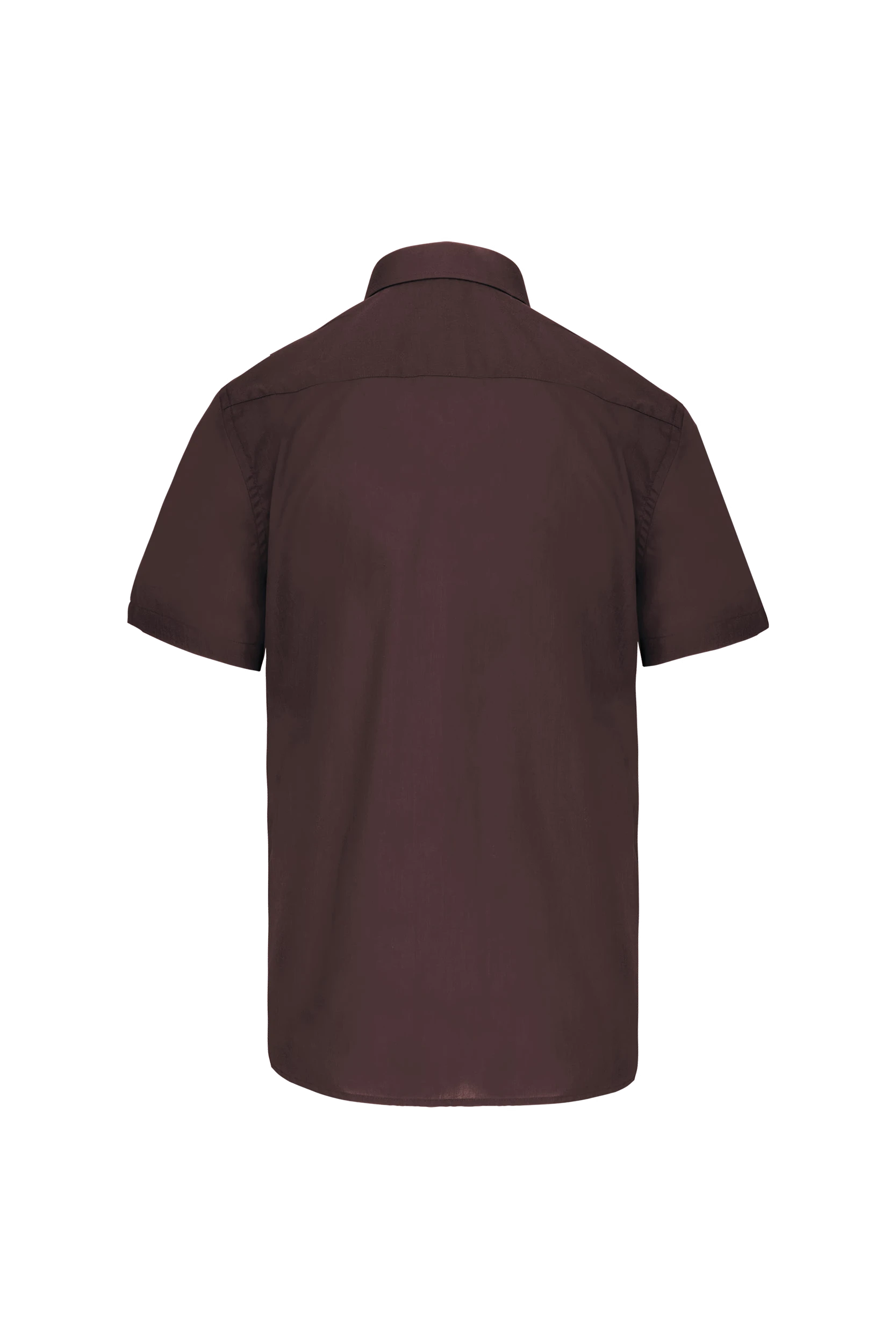 Chemise popeline polycoton manches courtes marron