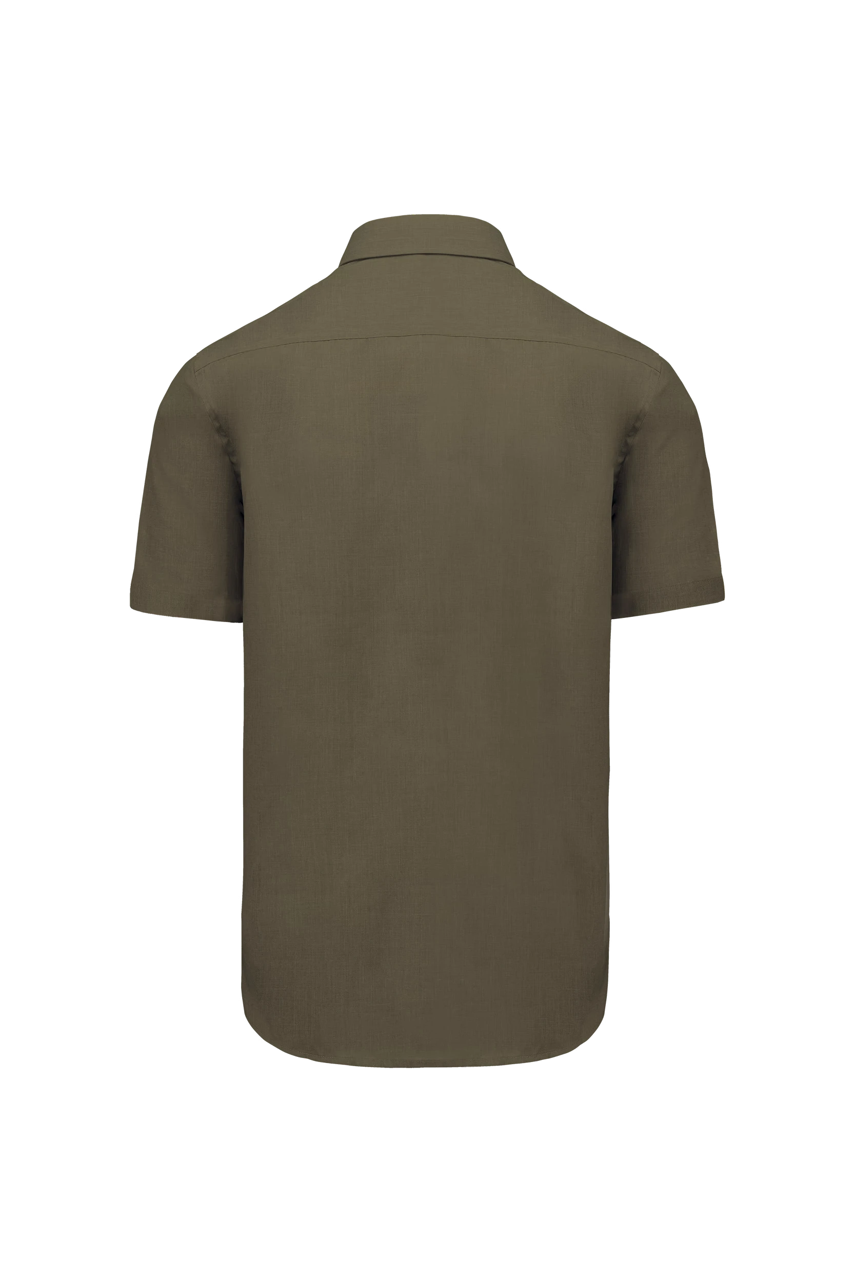 Chemise popeline polycoton manches courtes kaki clair