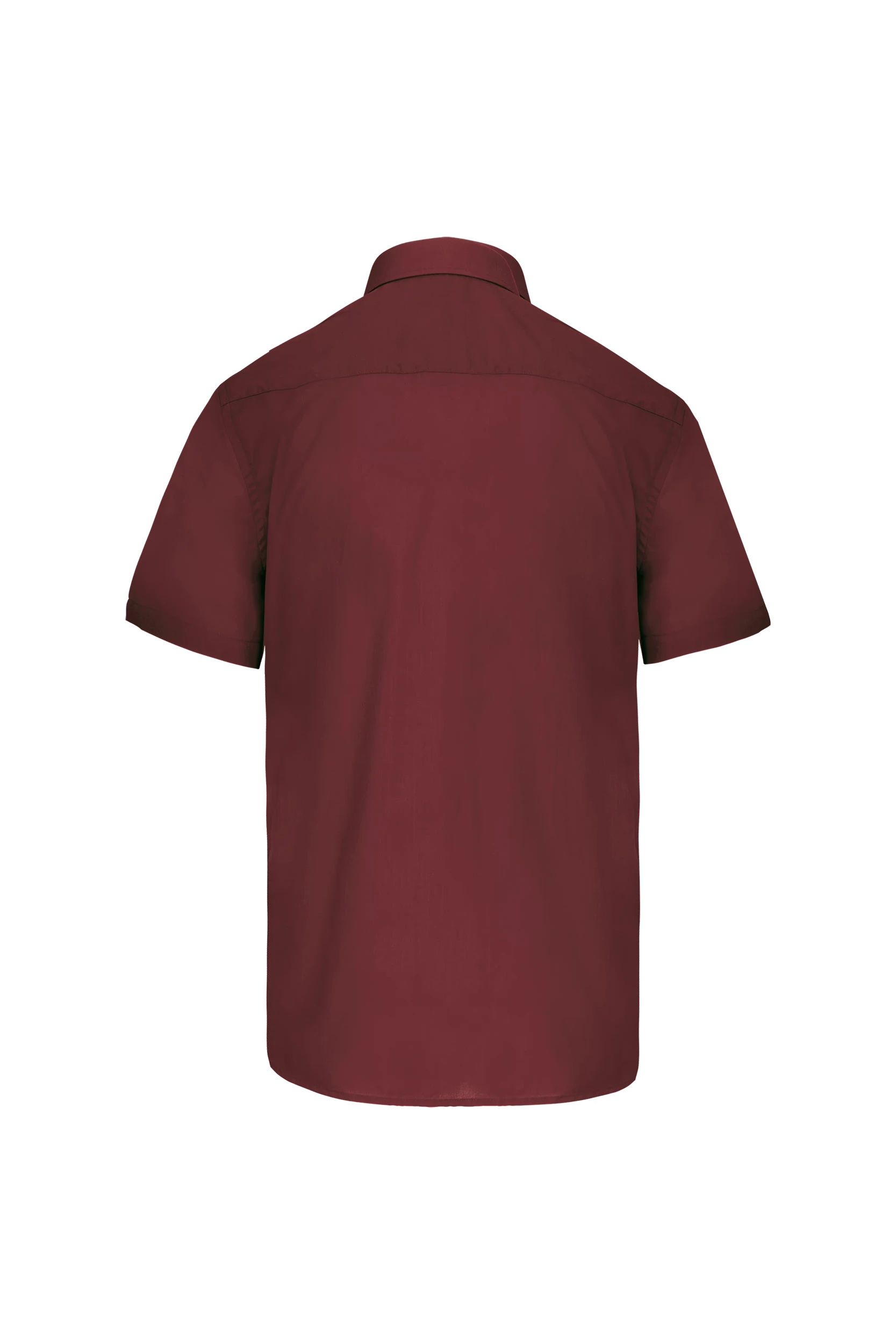 Chemise popeline polycoton manches courtes bordeaux