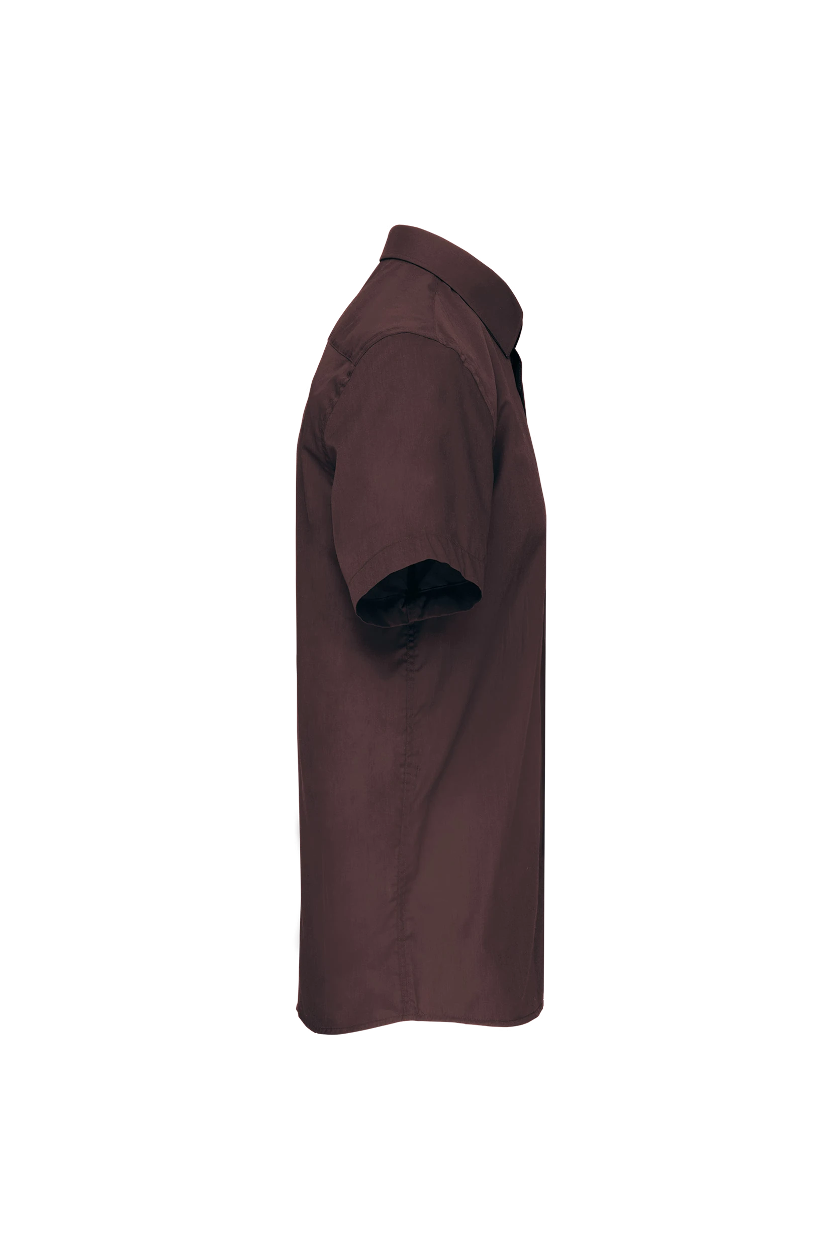 Chemise popeline polycoton manches courtes marron