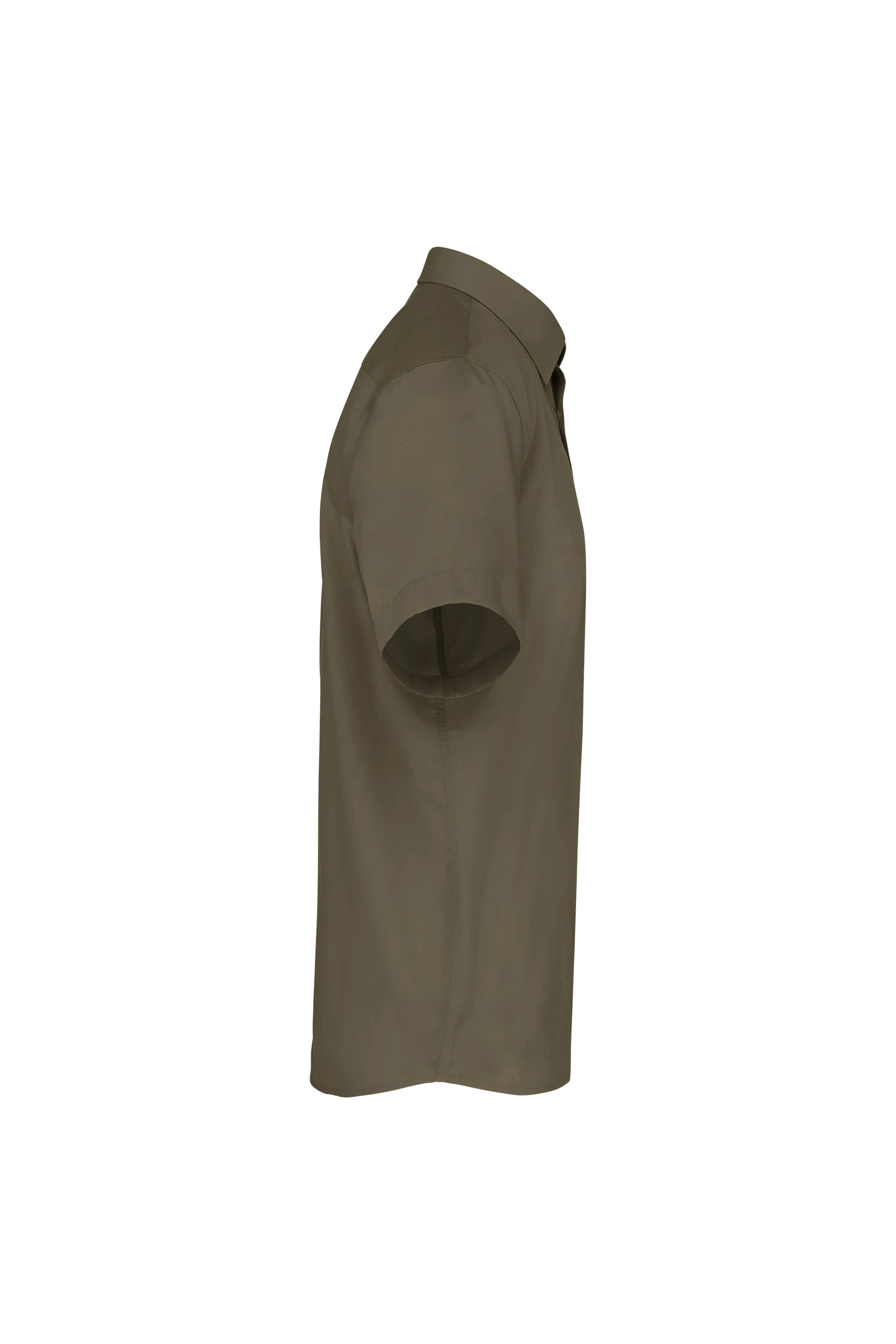 Chemise popeline polycoton manches courtes kaki clair