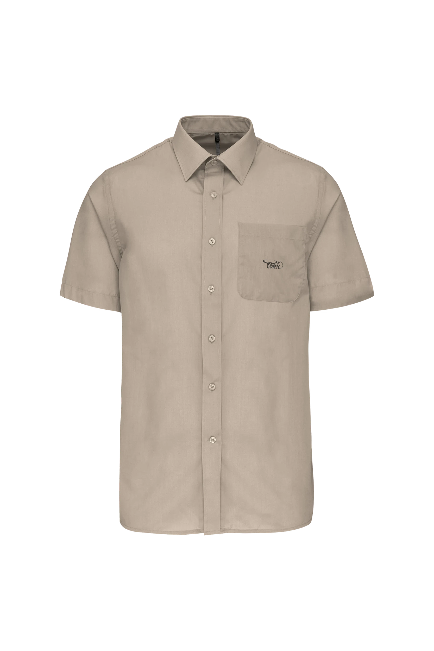 Chemise popeline polycoton manches courtes beige