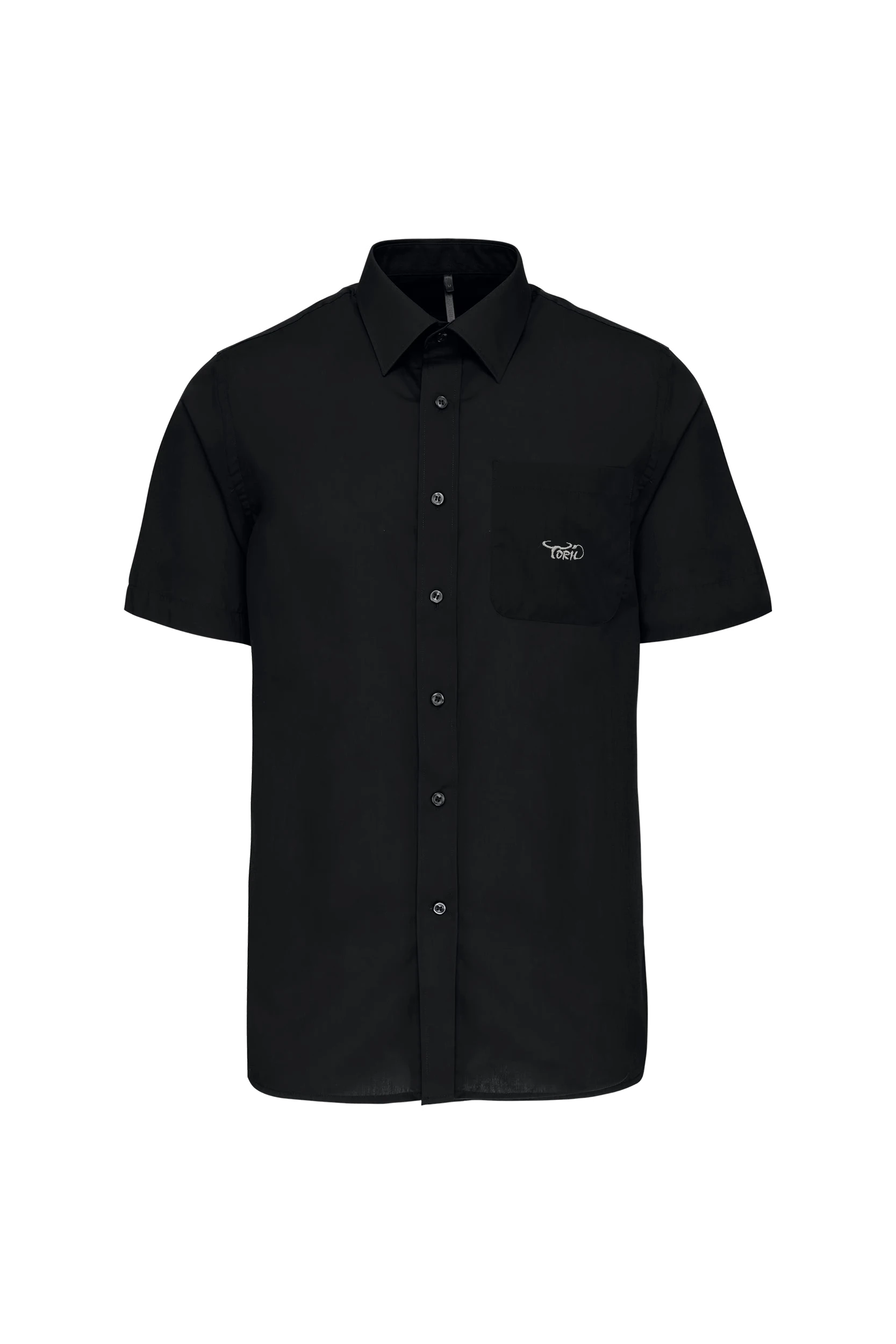 Chemise popeline polycoton manches courtes noir