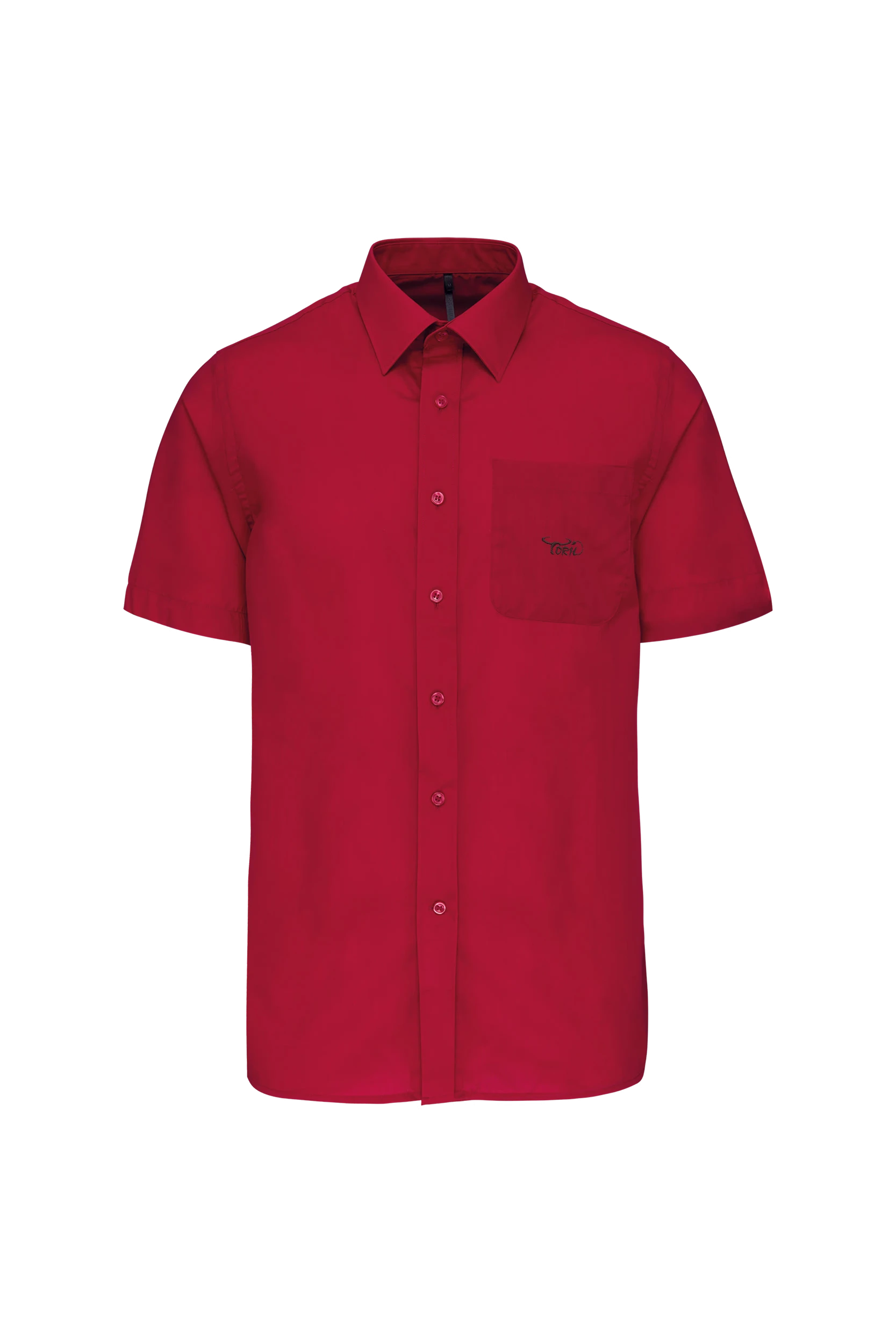 Chemise popeline polycoton manches courtes rouge