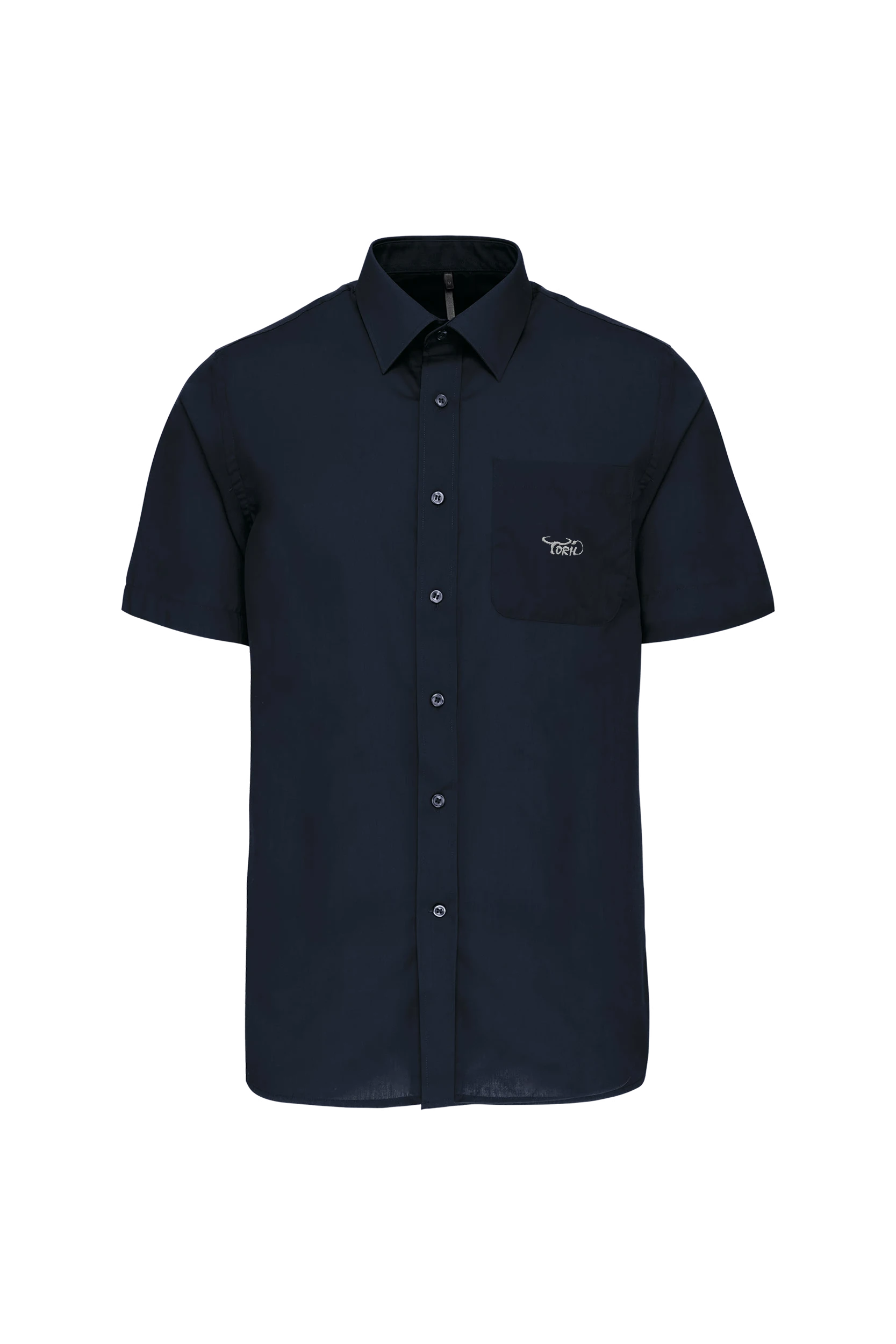 Chemise popeline polycoton manches courtes marine
