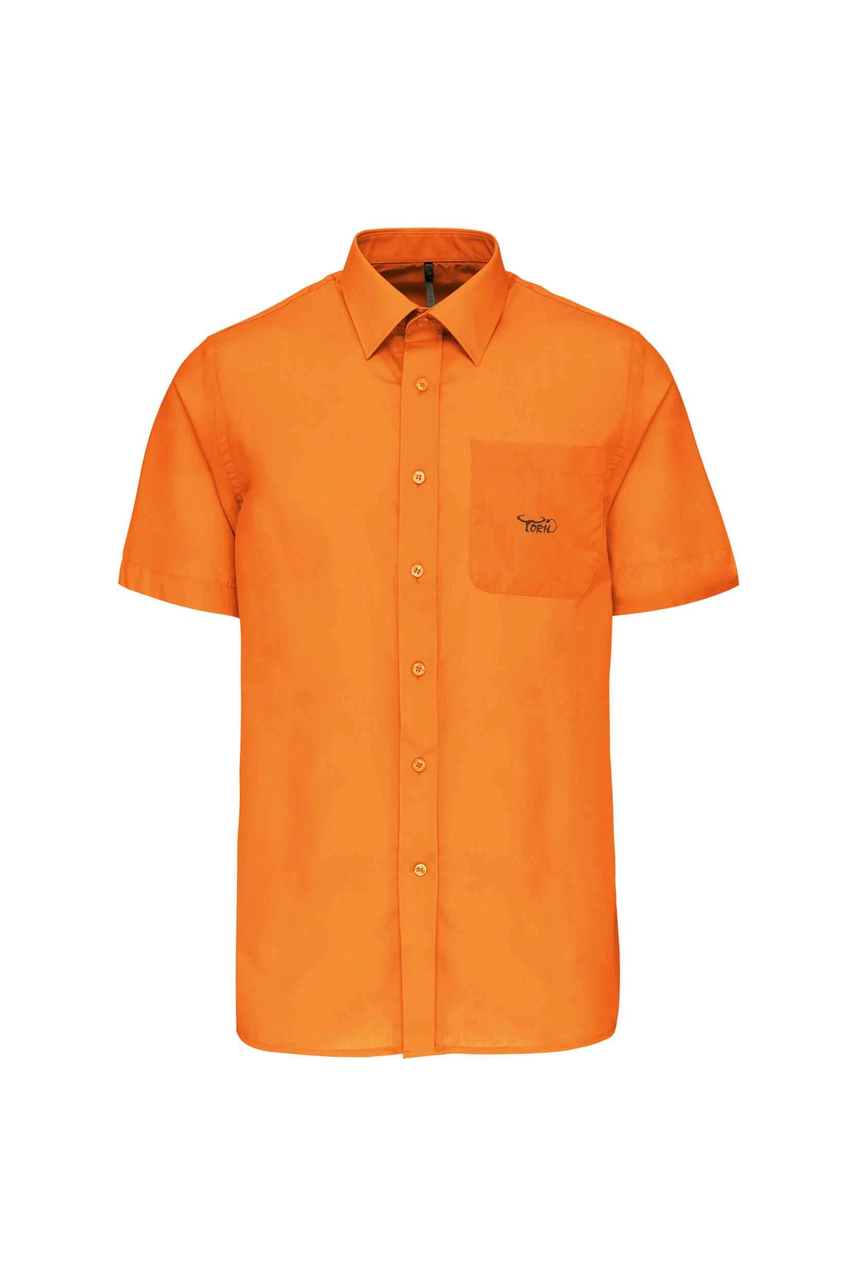 Chemise popeline polycoton manches courtes orange