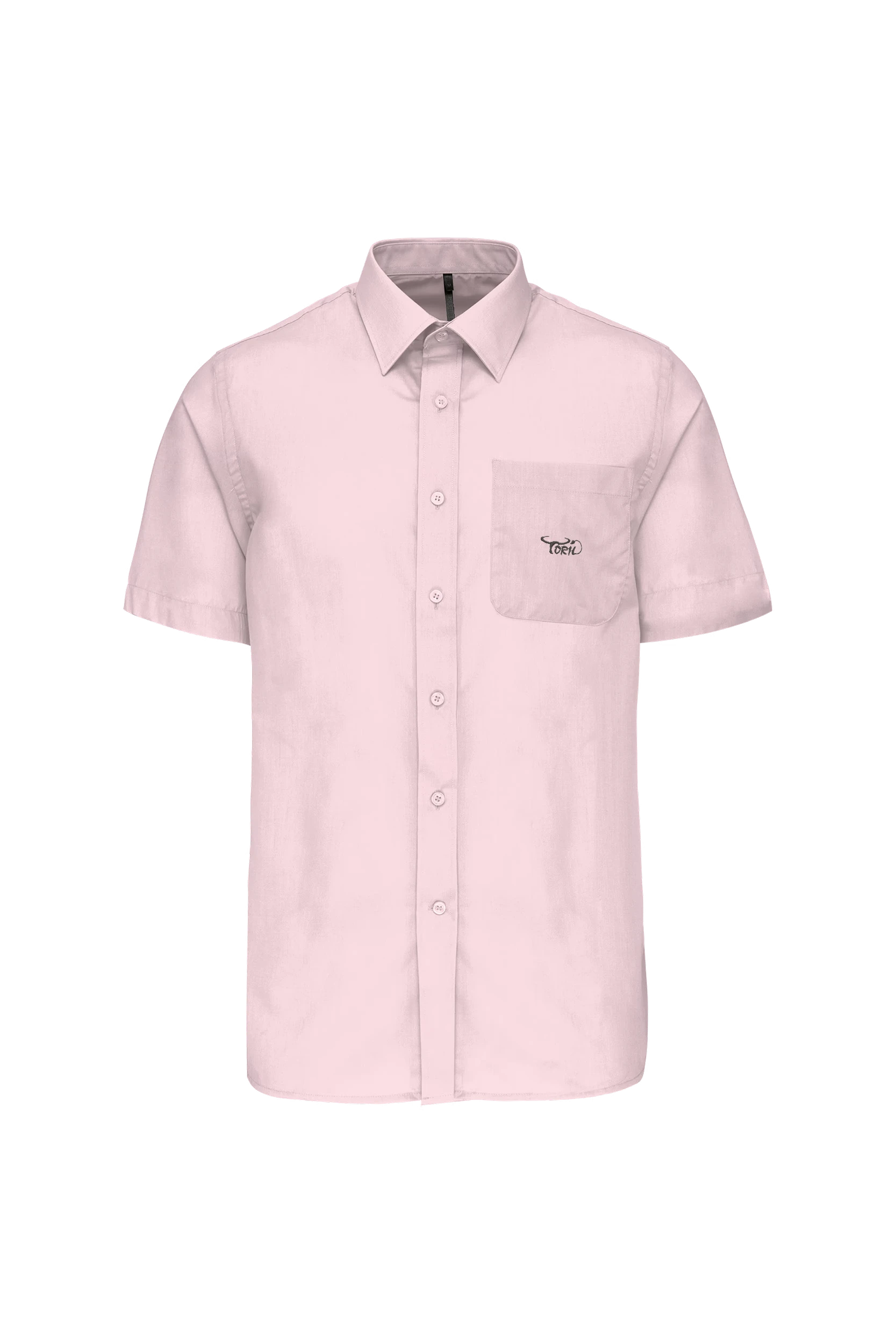 Chemise popeline polycoton manches courtes rose pâle