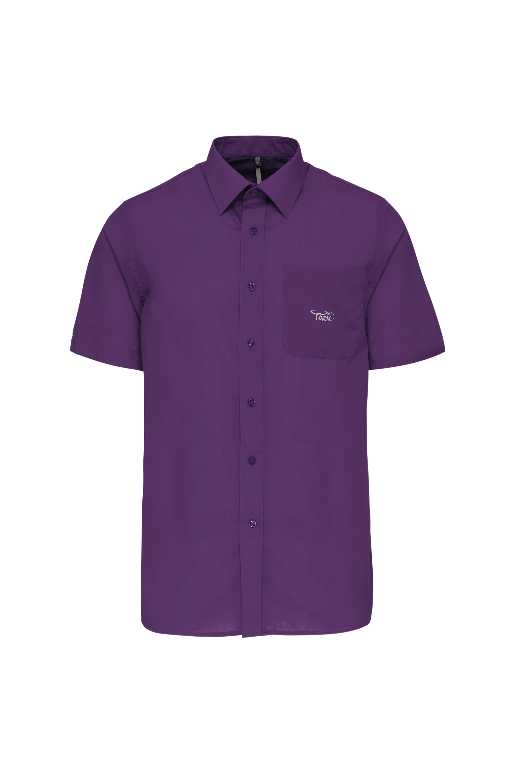 Chemise popeline polycoton manches courtes violet