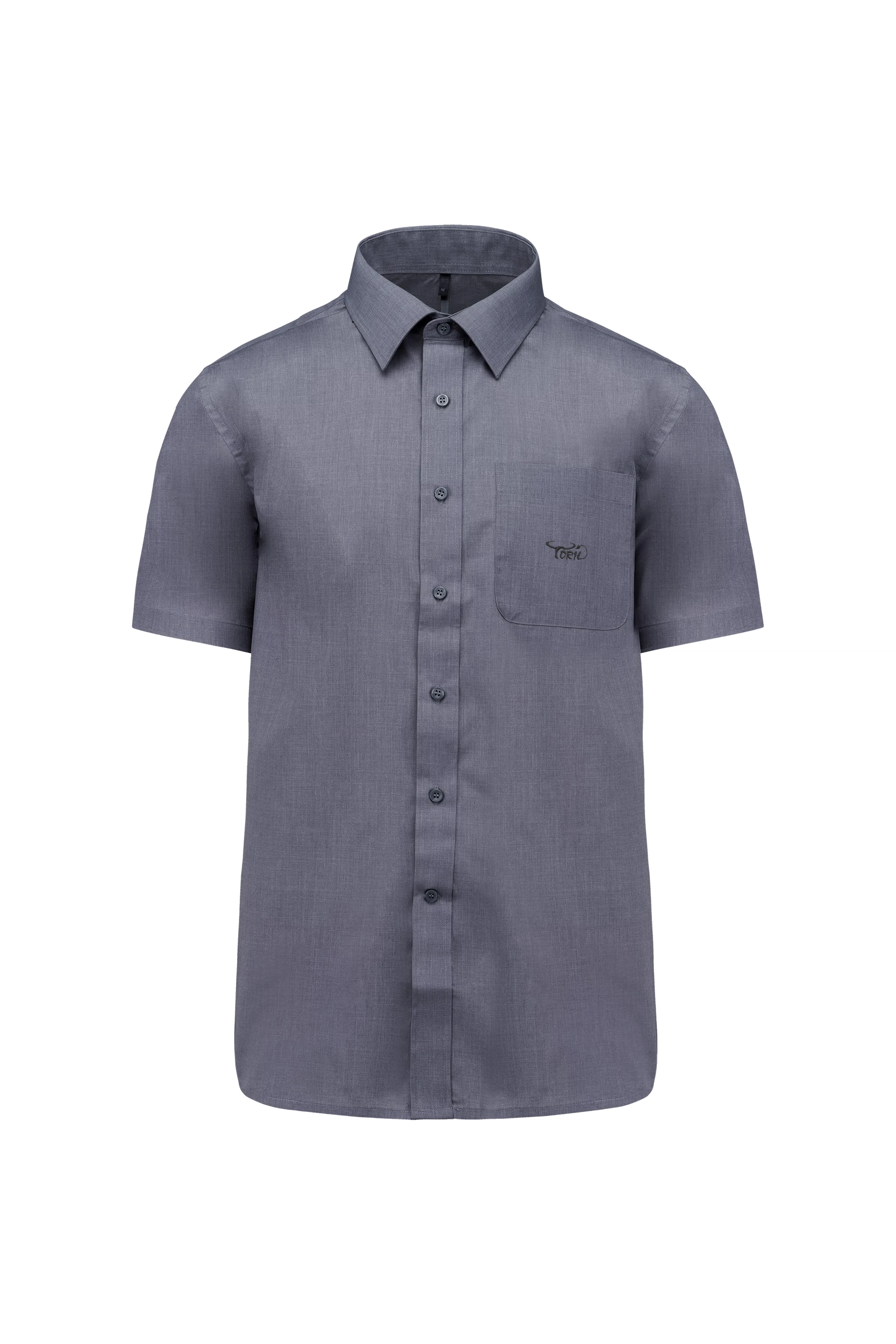 Chemise popeline polycoton manches courtes gris urbain
